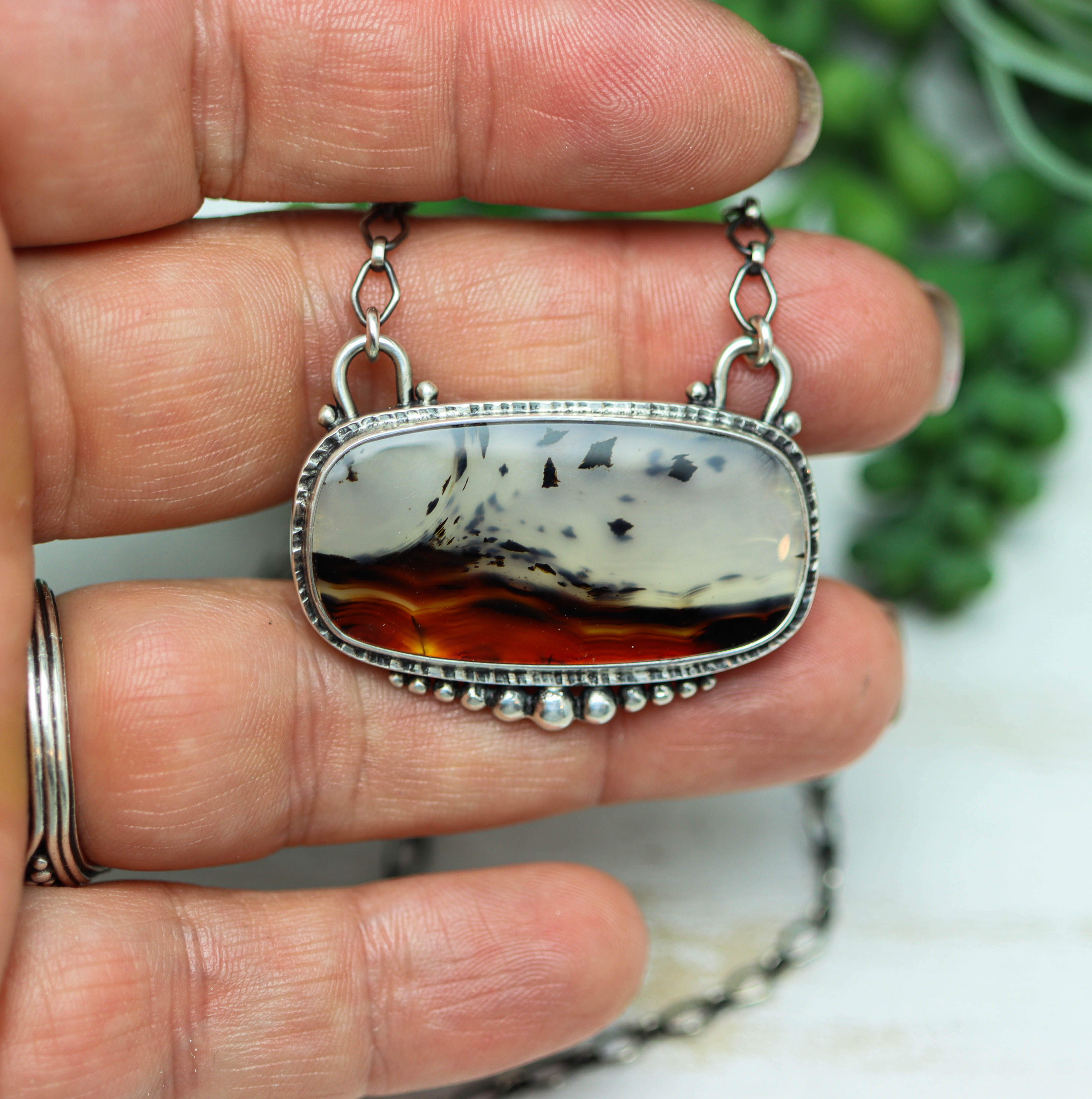 Montana Agate One Of a Kind Gemstone Necklace Sterling Silver
