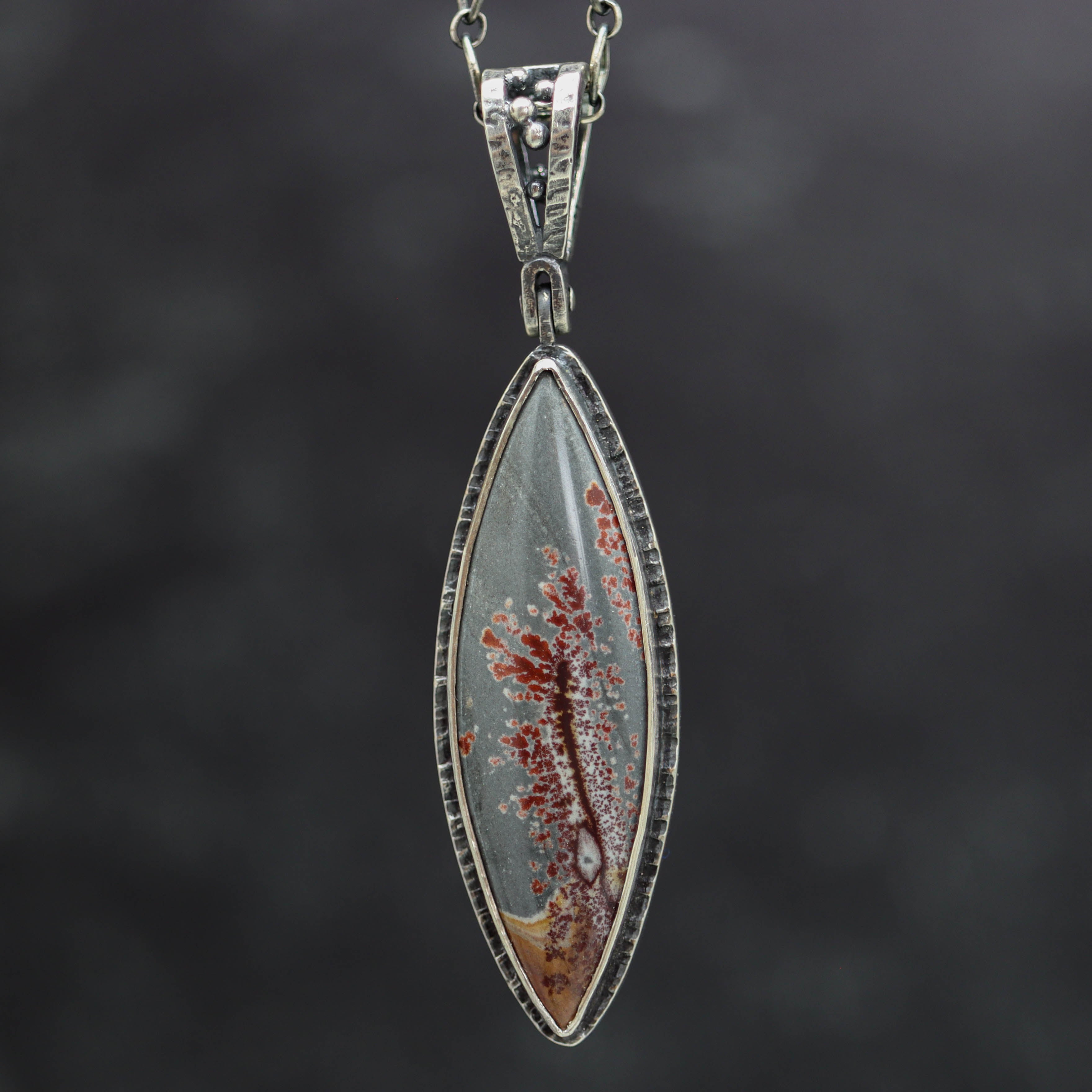 Sonoran Dendritic Rhyolite Jasper One of a Kind Gemstone Necklace Sterling Silver