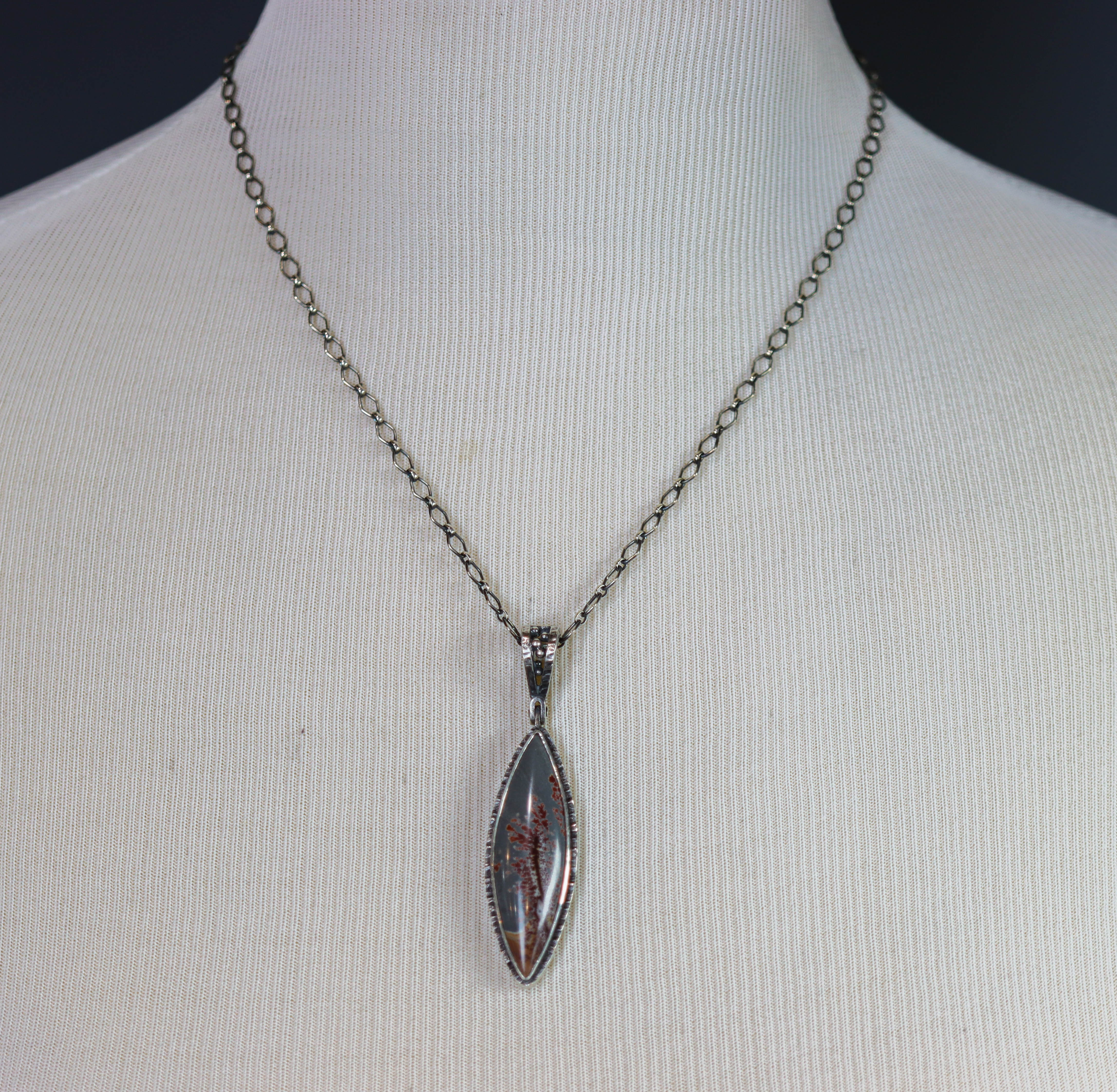 Sonoran Dendritic Rhyolite Jasper One of a Kind Gemstone Necklace Sterling Silver