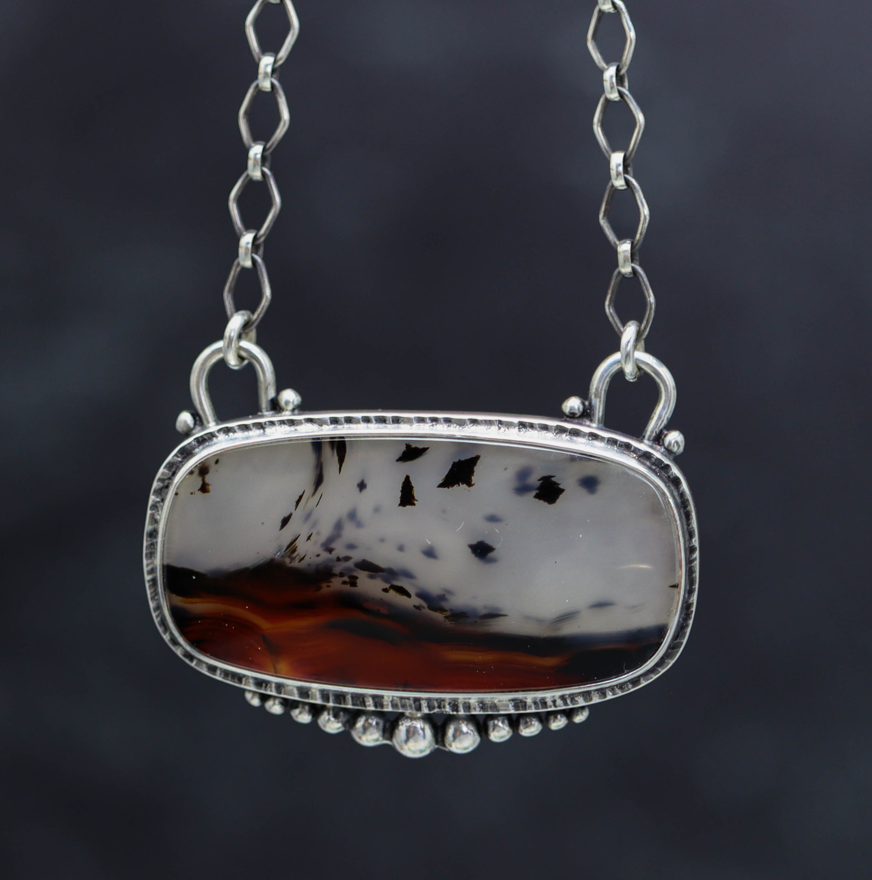 Montana Agate One Of a Kind Gemstone Necklace Sterling Silver