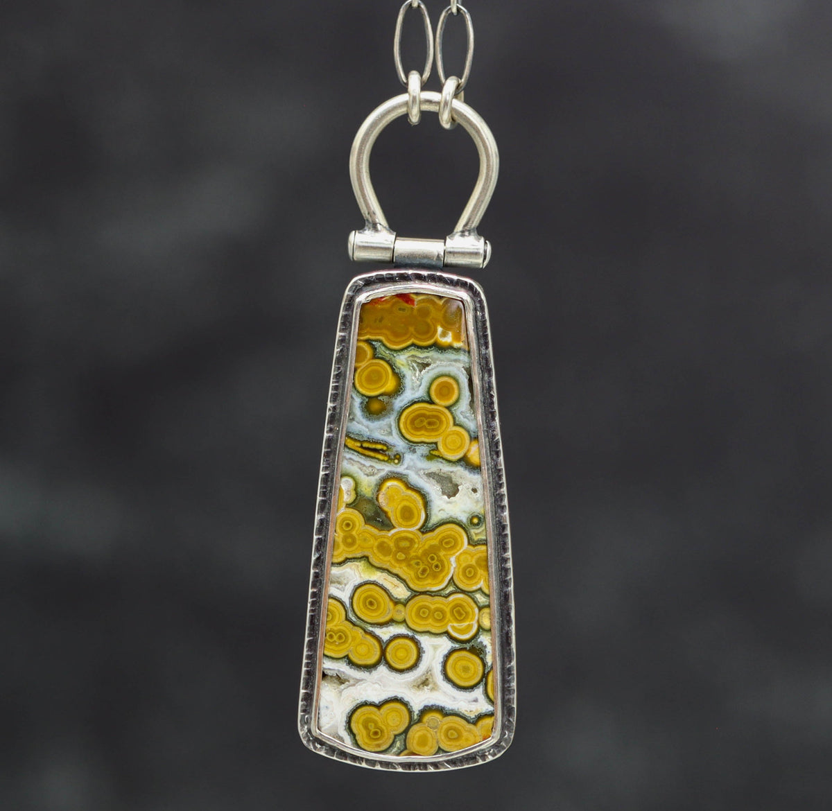 Orbicular Jasper Pendant Necklace Sterling Silver