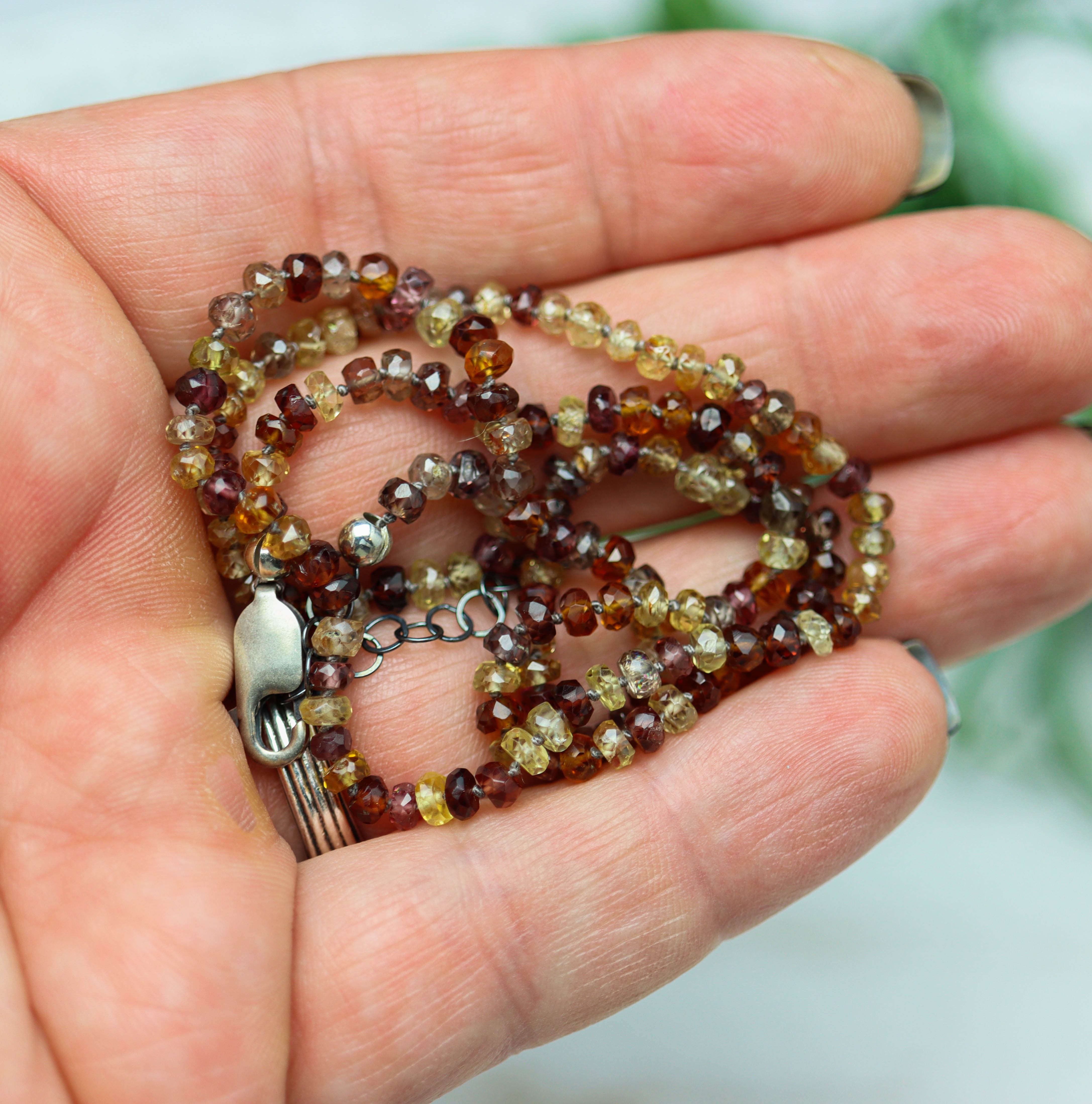 Tundra Sapphire Hand Knotted Bead Necklace Sterling Silver