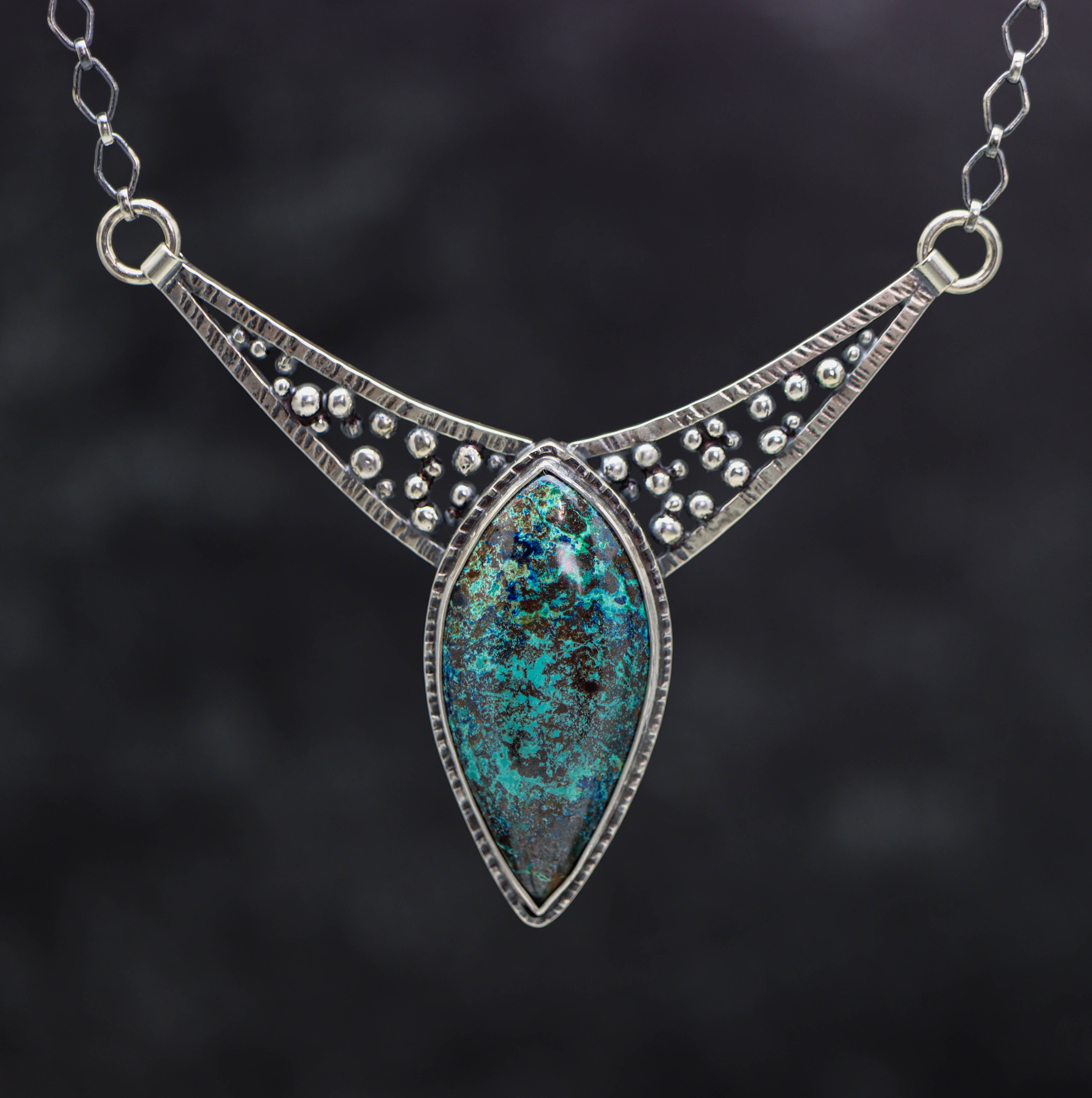 Vivid Blue Shattuckite Pendant Sterling Silver Gemstone Necklace