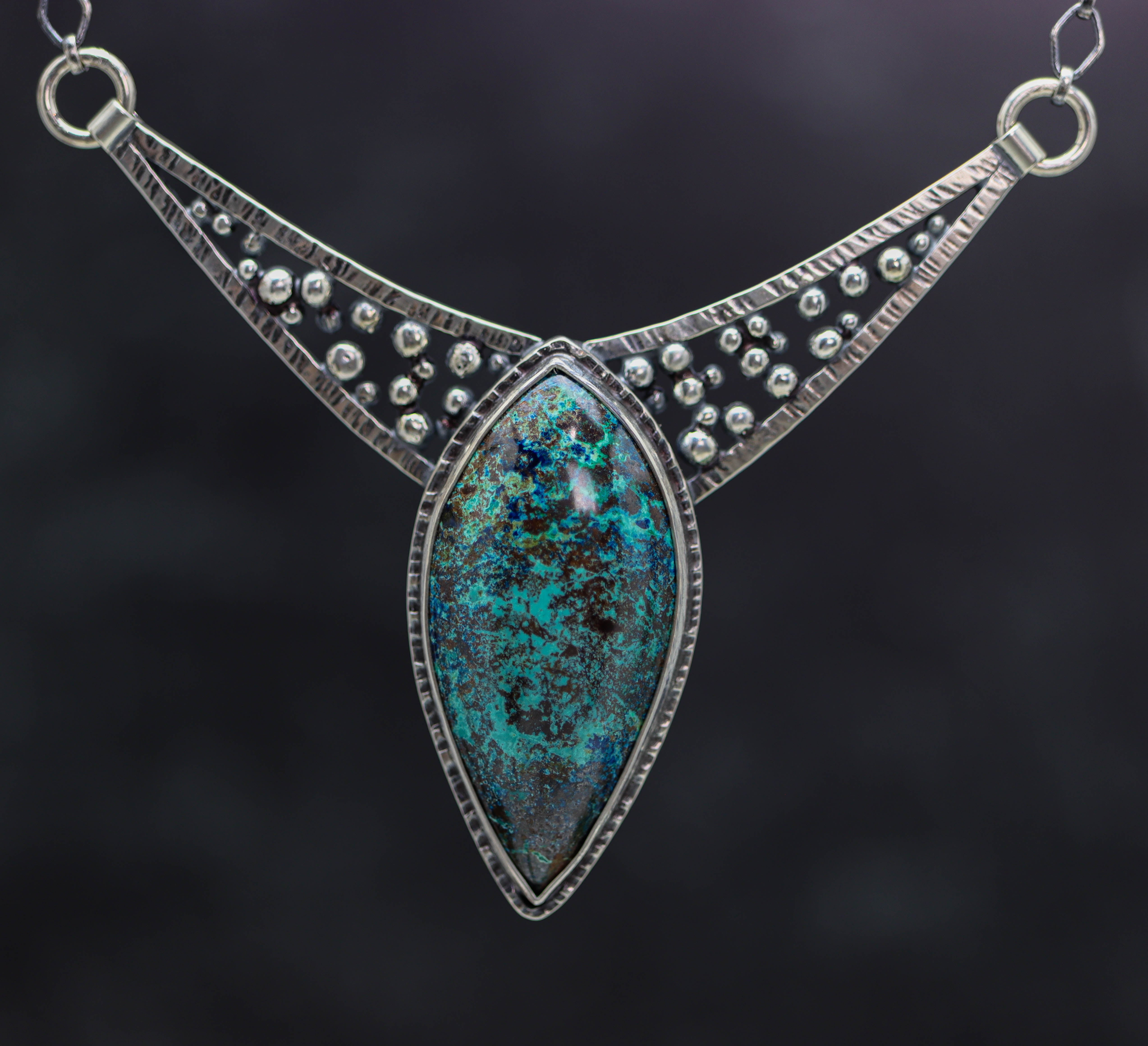 Vivid Blue Shattuckite Pendant Sterling Silver Gemstone Necklace