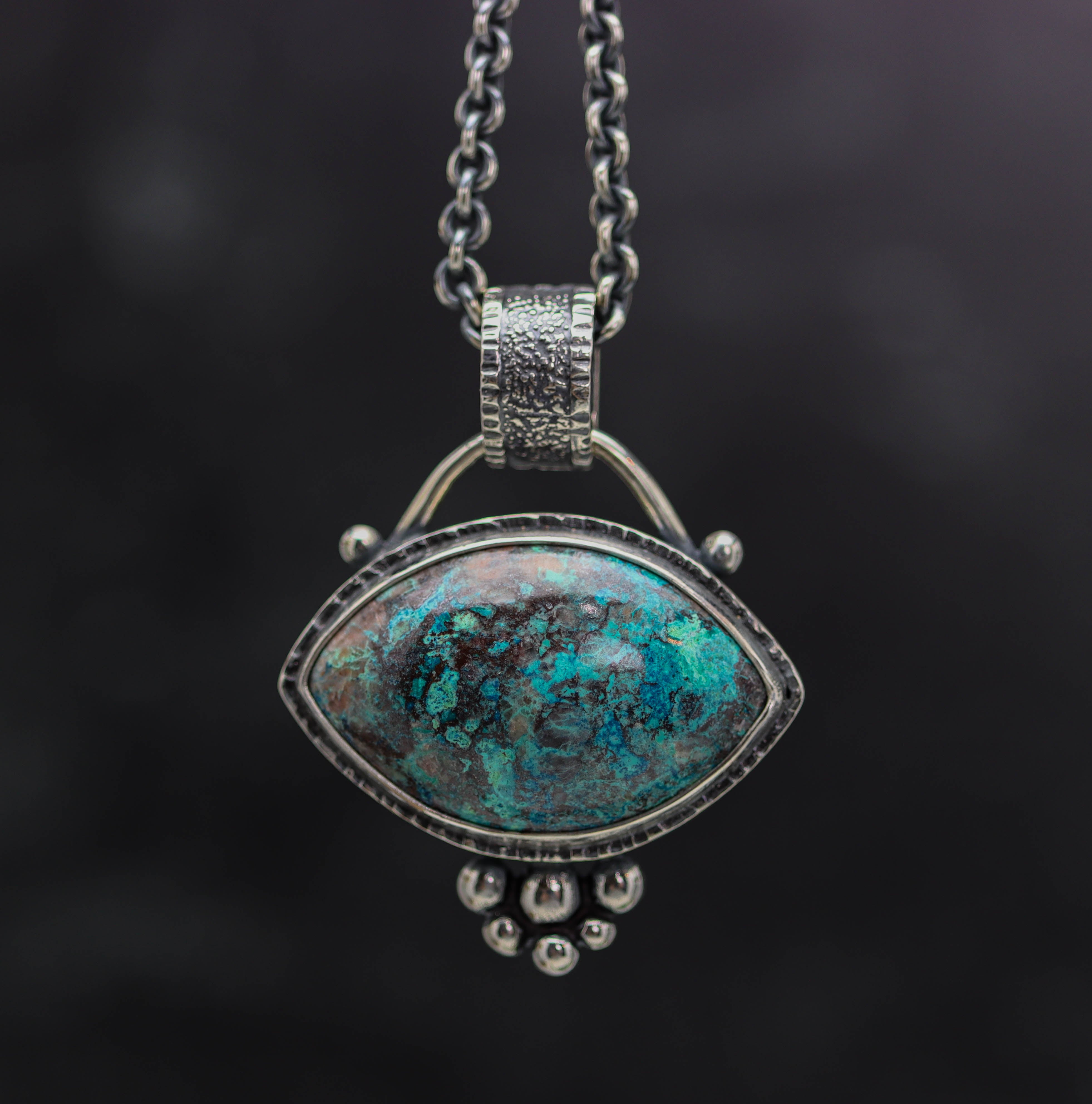 Vivid Blue Shattuckite Pendant Sterling Silver Gemstone Necklace