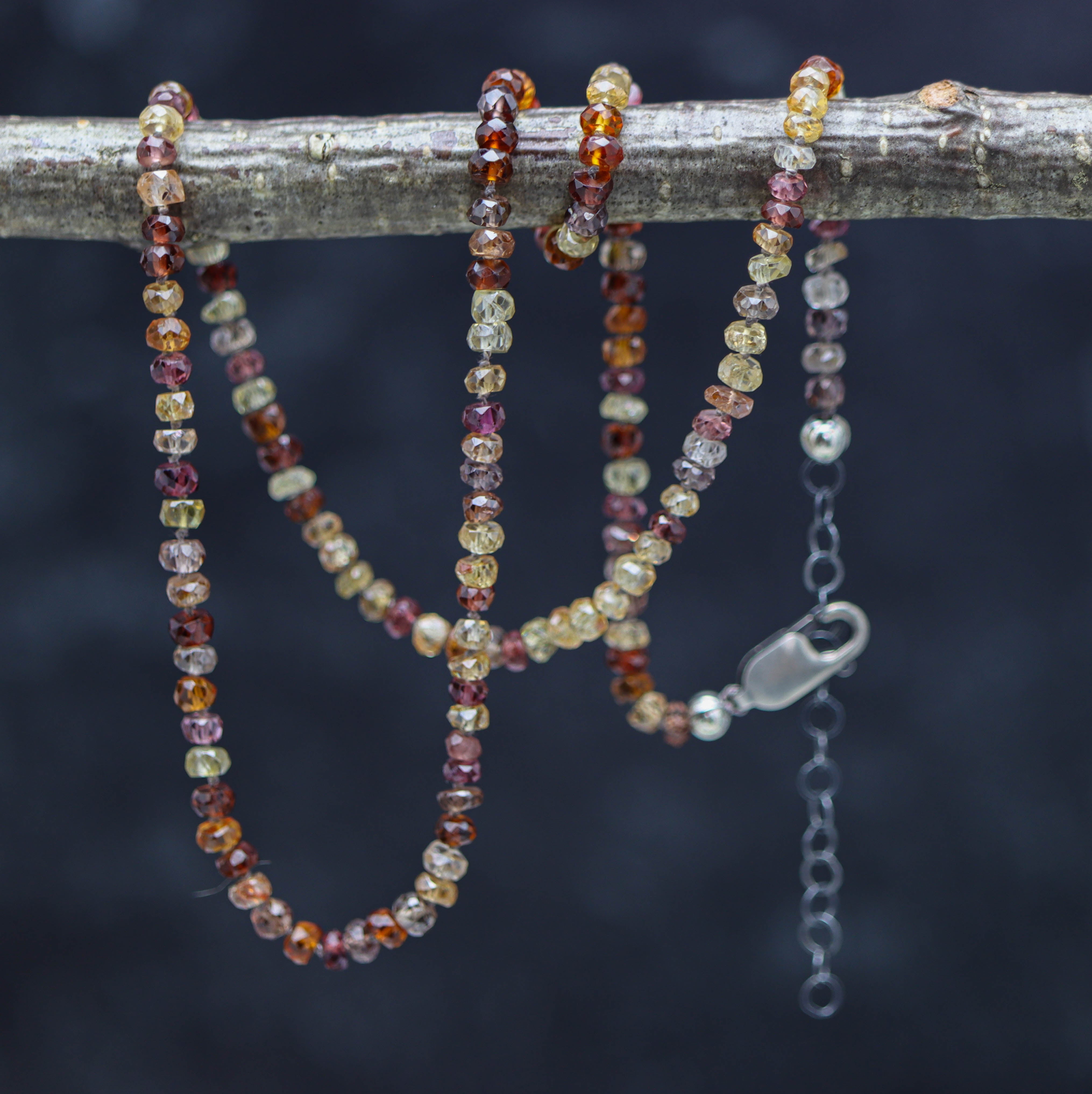 Tundra Sapphire Hand Knotted Bead Necklace Sterling Silver