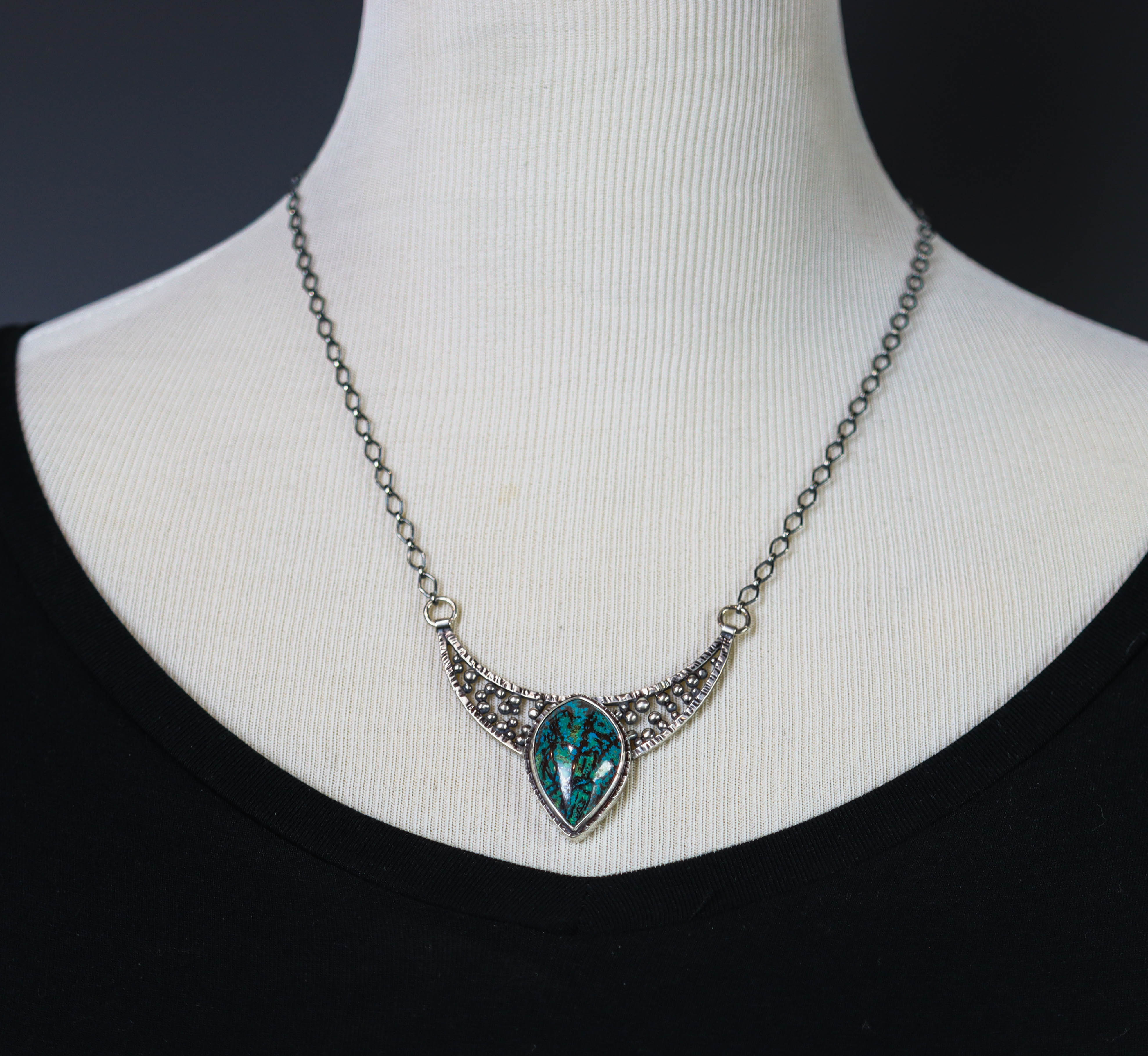 Vivid Blue Shattuckite Pendant Sterling Silver Gemstone Necklace