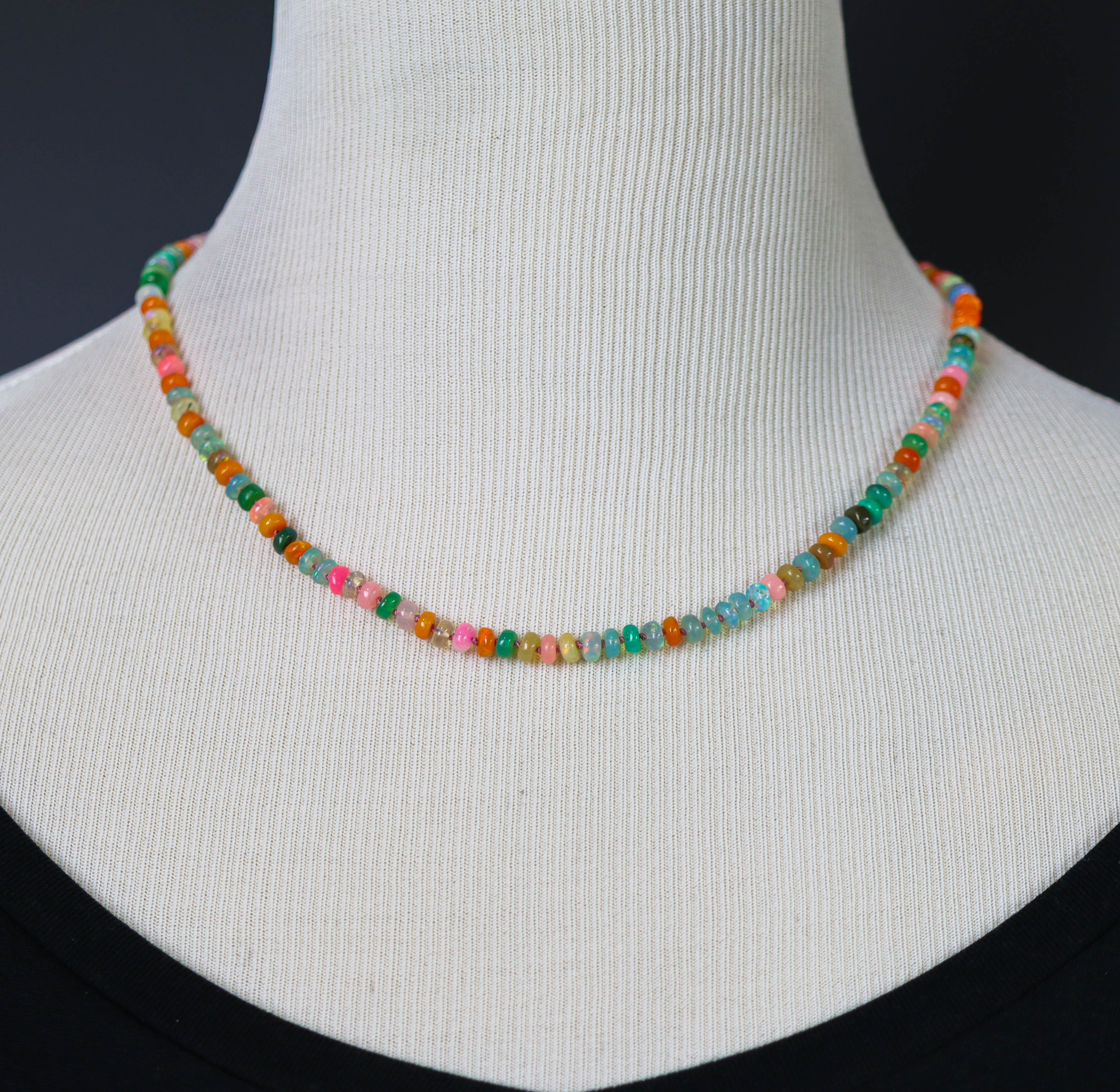 Dyed Multicolor Opal Hand-Knotted Strand Necklace in Sterling Silver