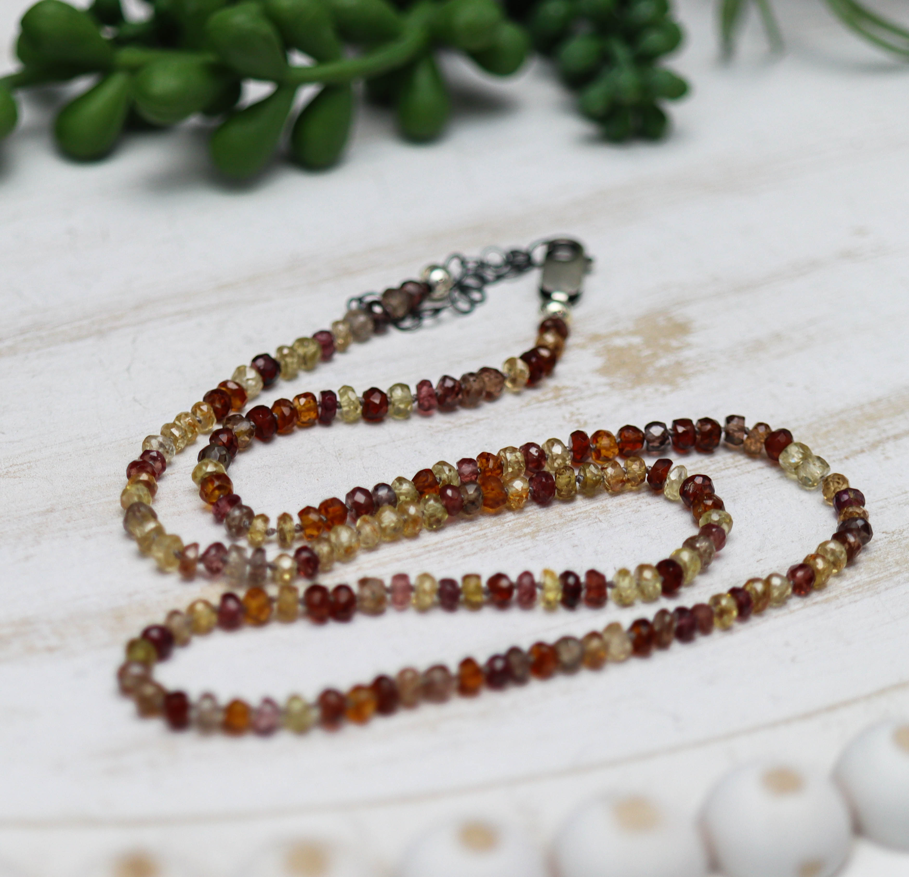 Tundra Sapphire Hand Knotted Bead Necklace Sterling Silver