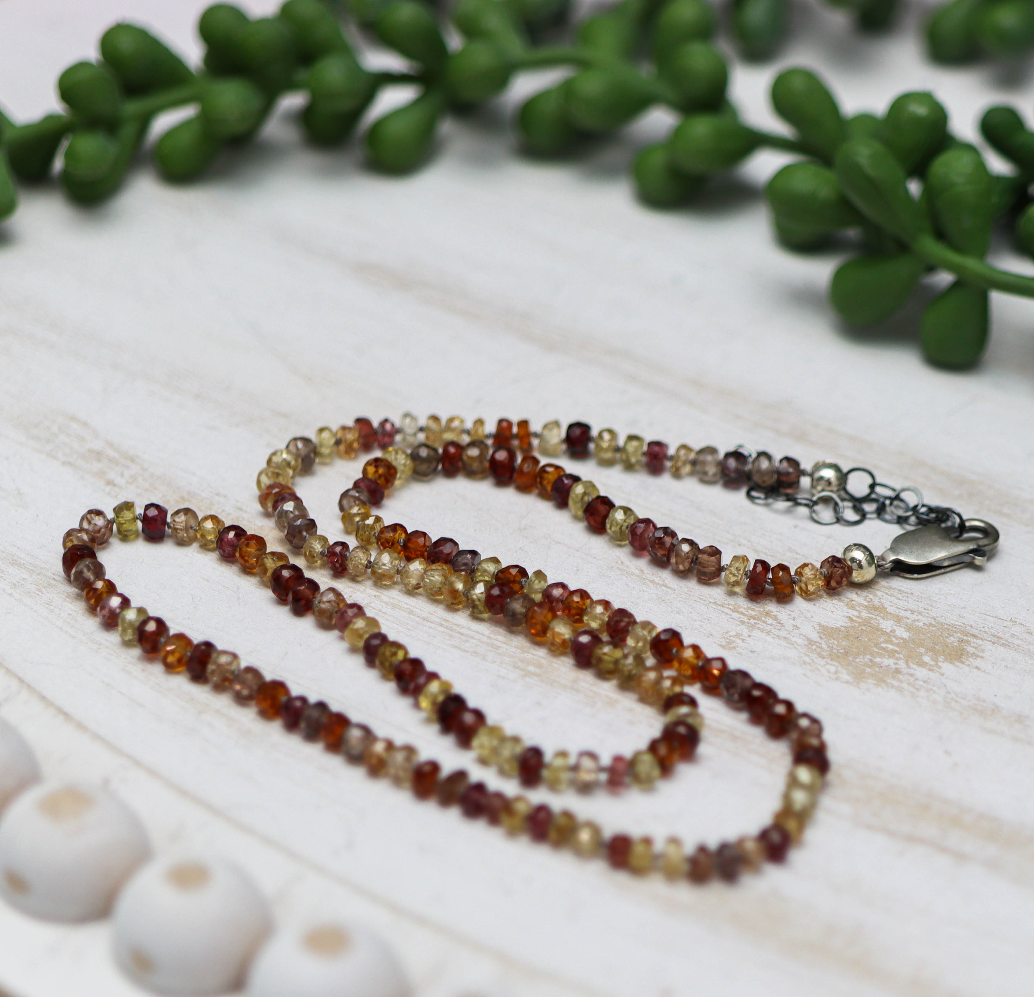 Tundra Sapphire Hand Knotted Bead Necklace Sterling Silver