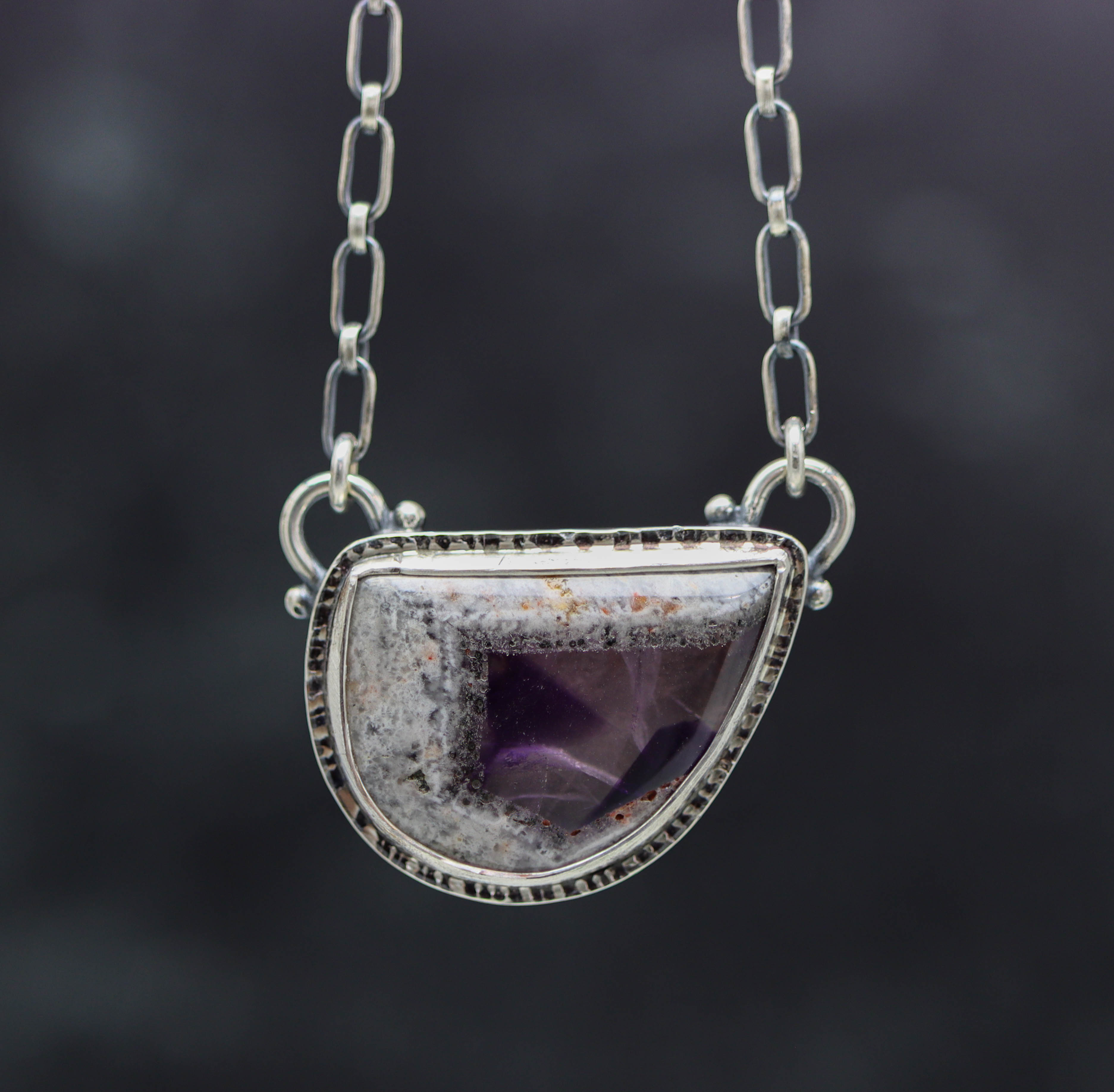 Trapiche Amethyst Pendant Necklace in Sterling Silver