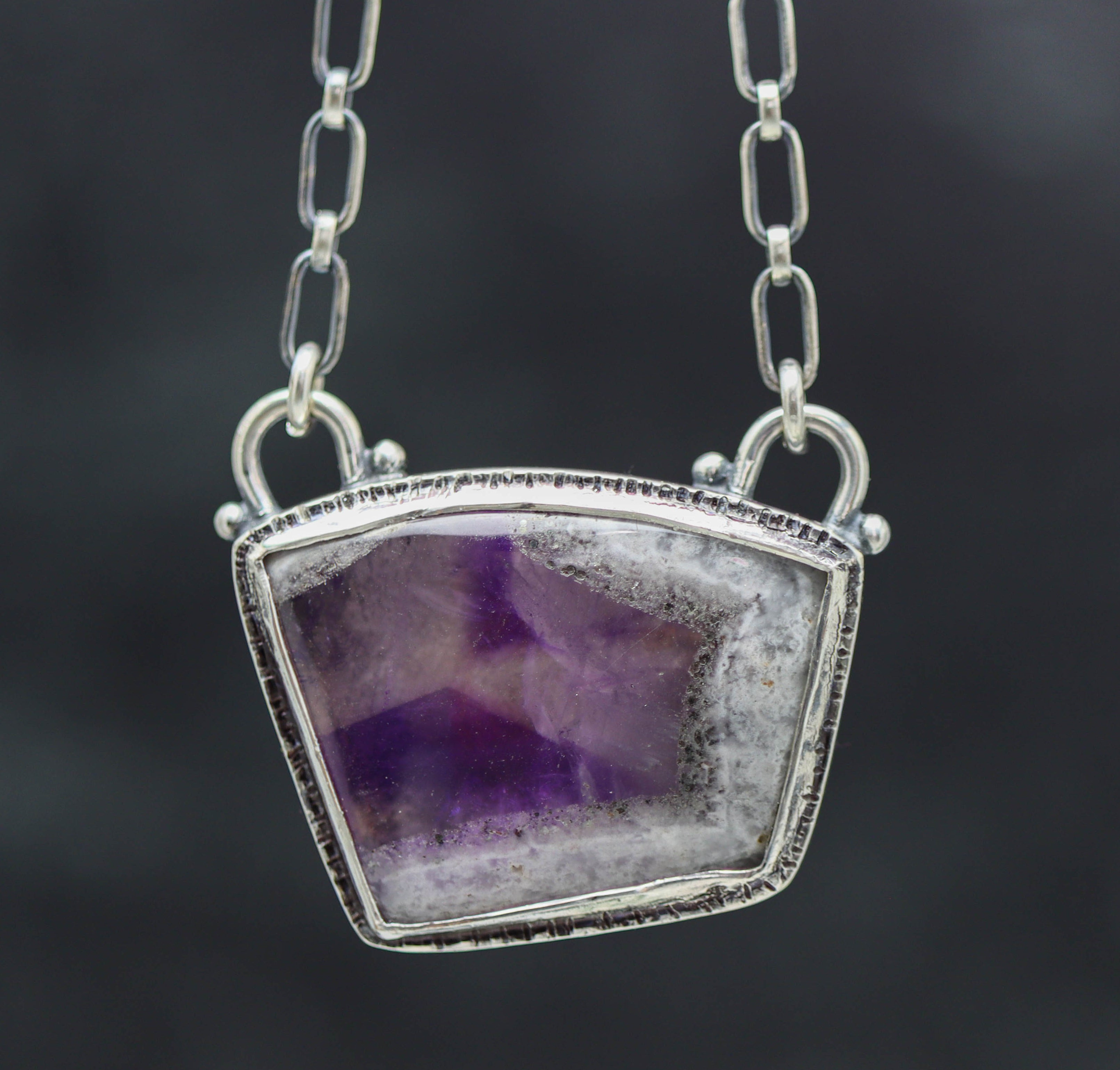 Trapiche Amethyst Pendant Necklace in Sterling Silver