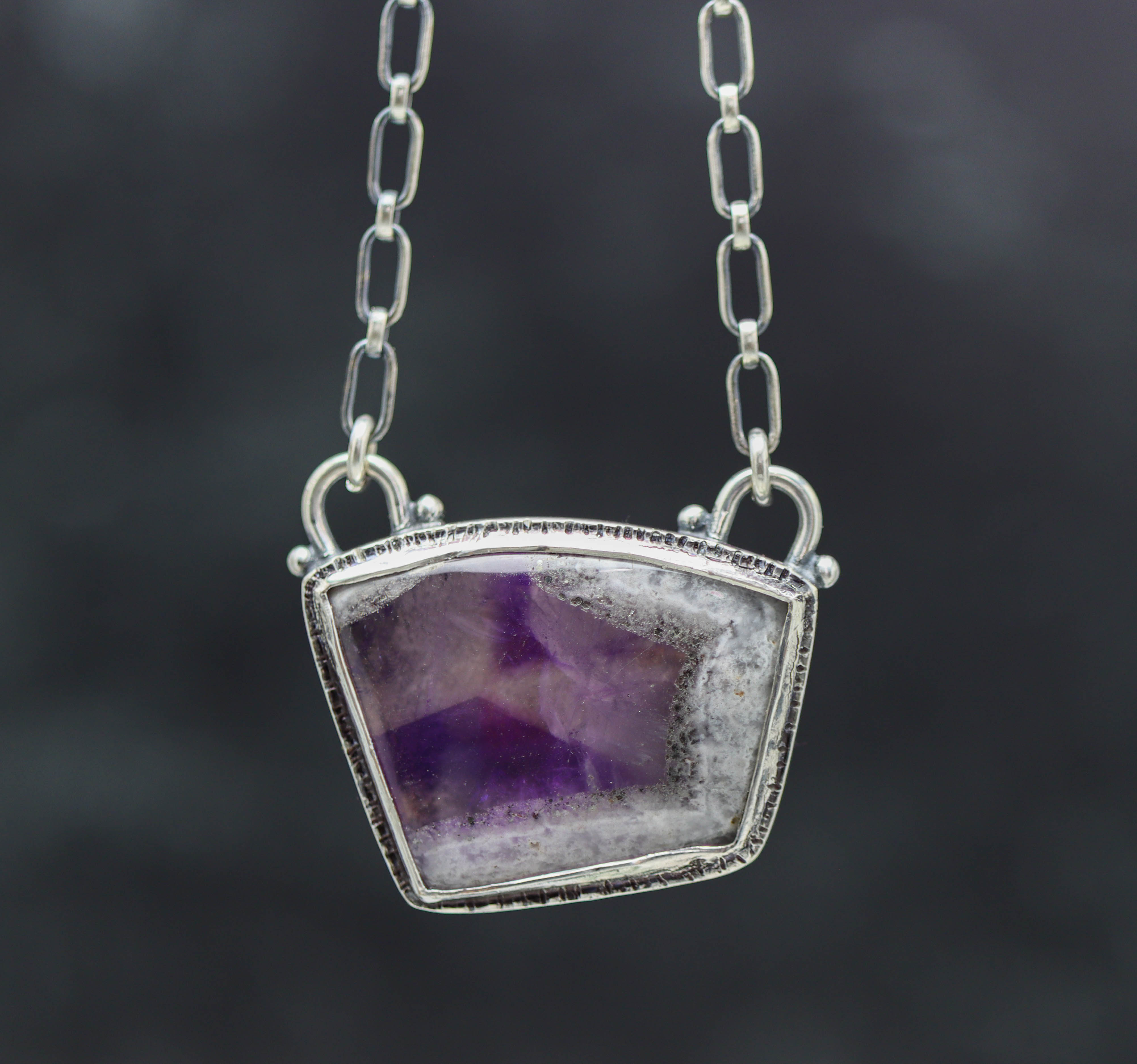 Trapiche Amethyst Pendant Necklace in Sterling Silver