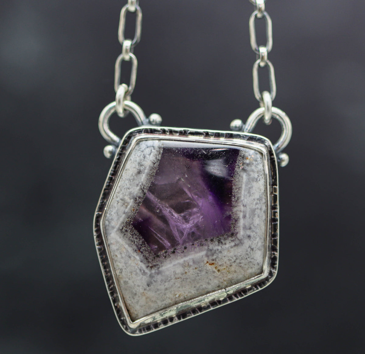 Trapiche Amethyst Pendant Necklace in Sterling Silver