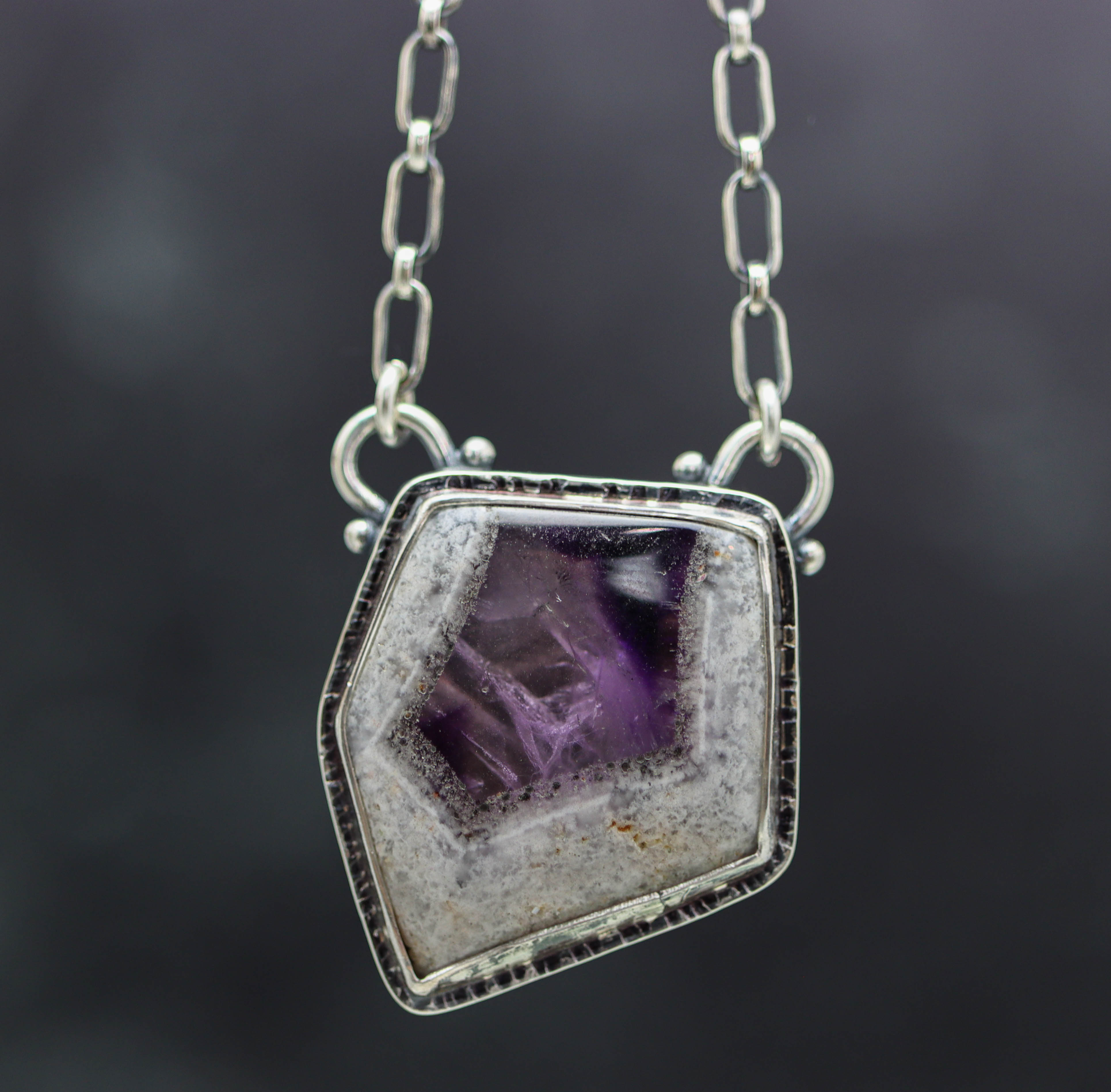 Trapiche Amethyst Pendant Necklace in Sterling Silver