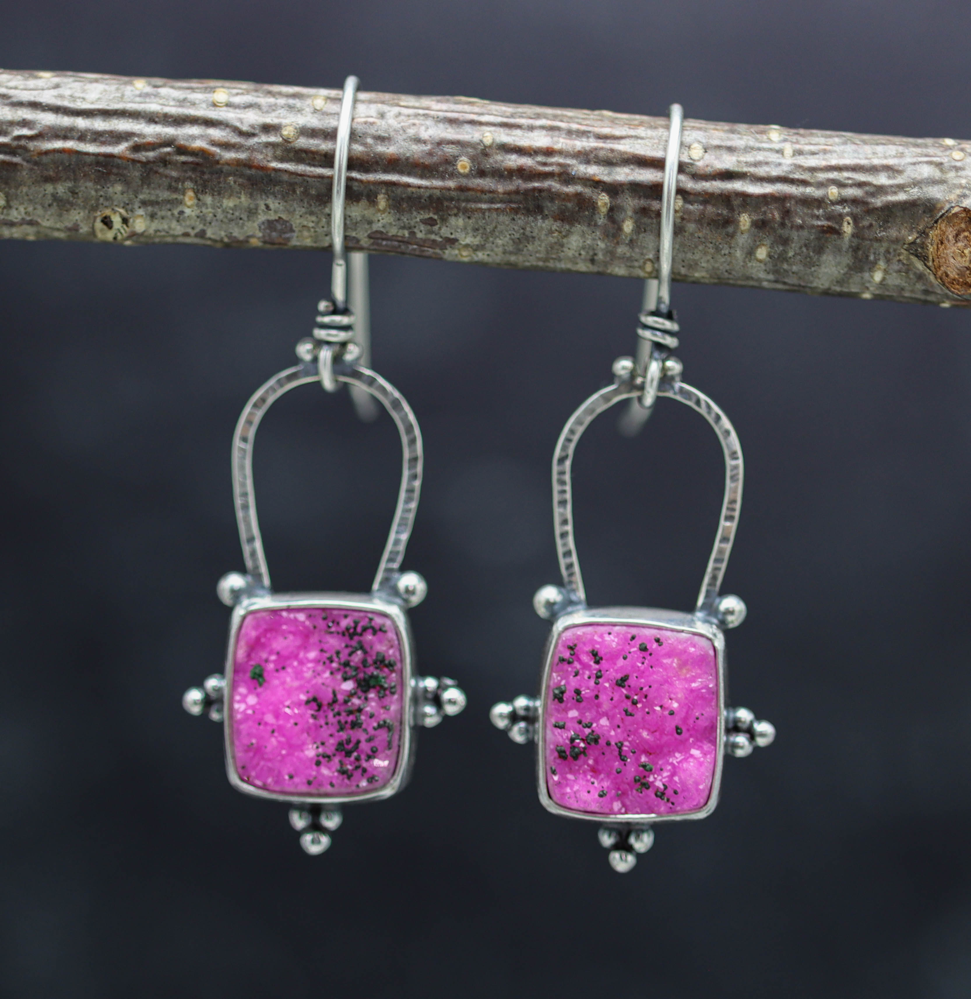 Cobalto Calcite Sterling Silver Dangle Earrings