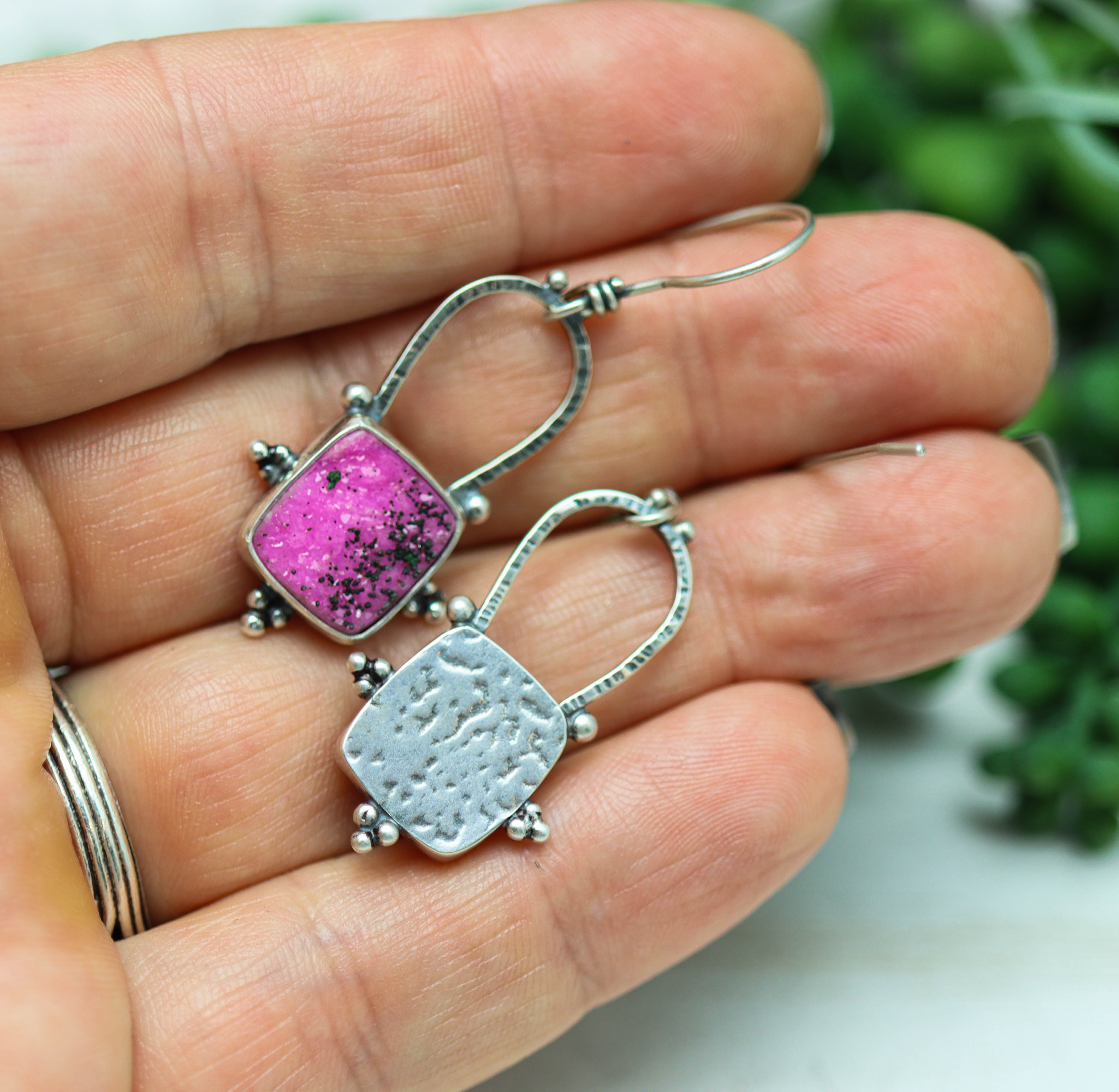 Cobalto Calcite Sterling Silver Dangle Earrings