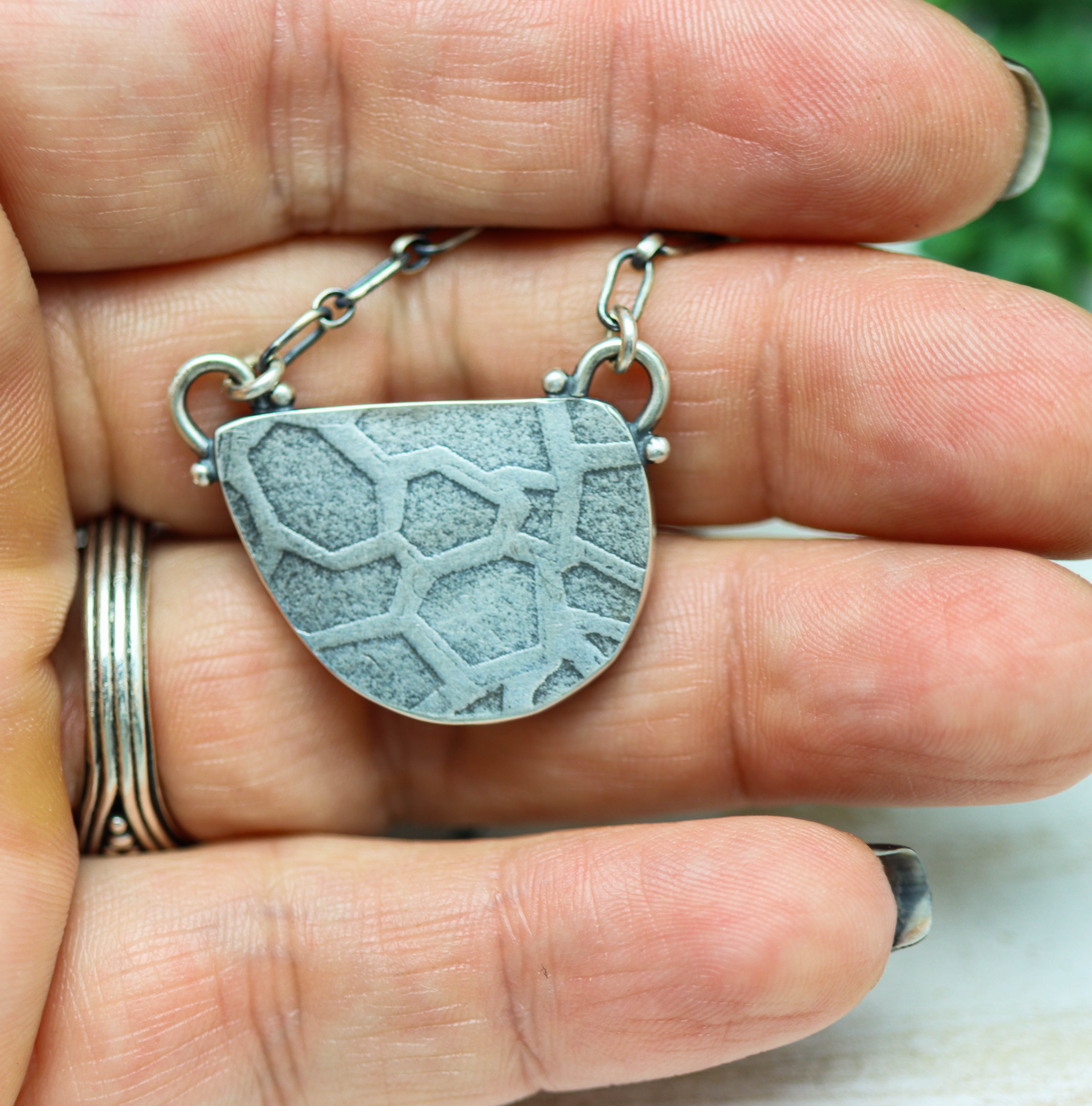 Trapiche Amethyst Pendant Necklace in Sterling Silver