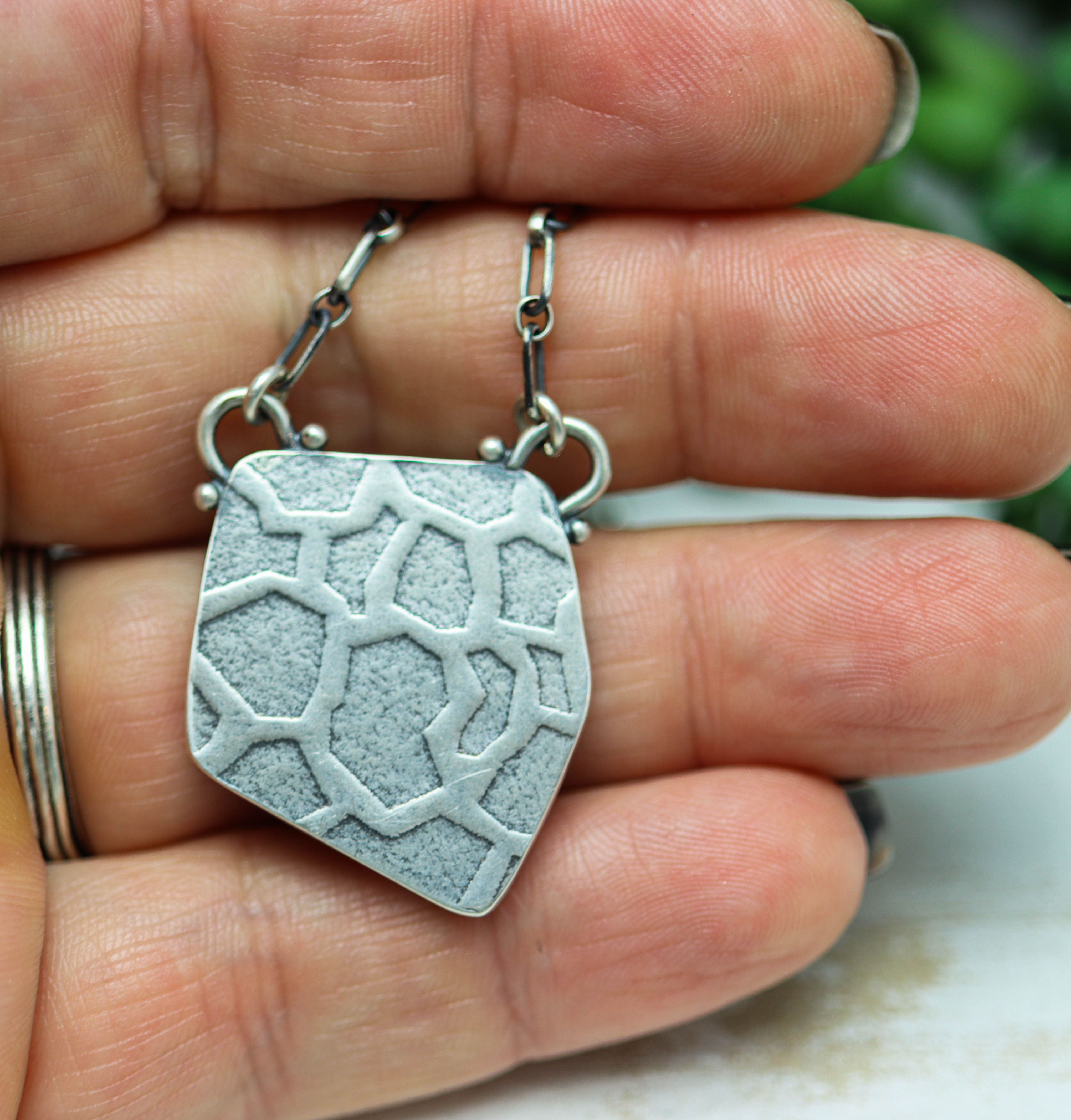 Trapiche Amethyst Pendant Necklace in Sterling Silver