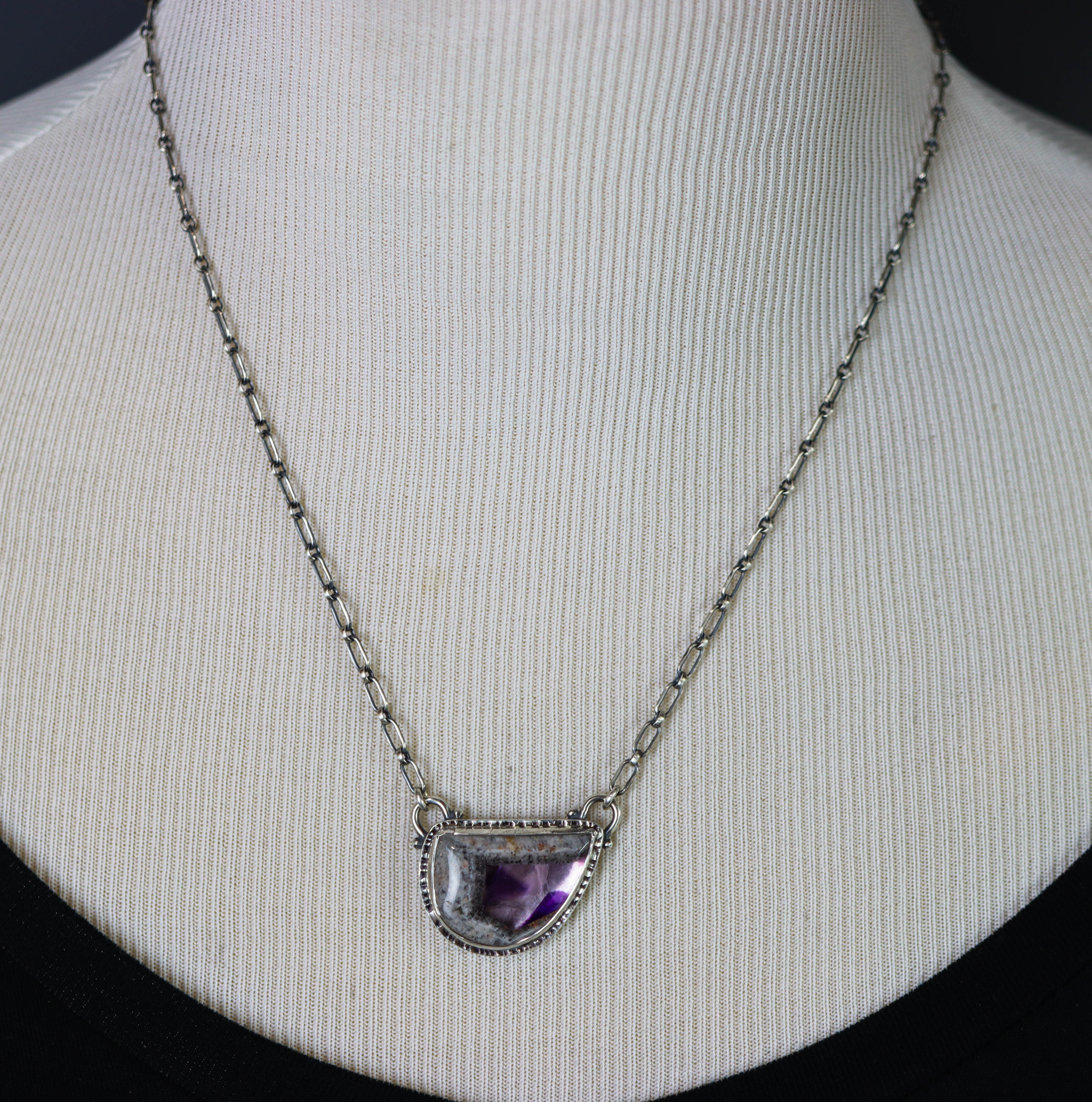Trapiche Amethyst Pendant Necklace in Sterling Silver