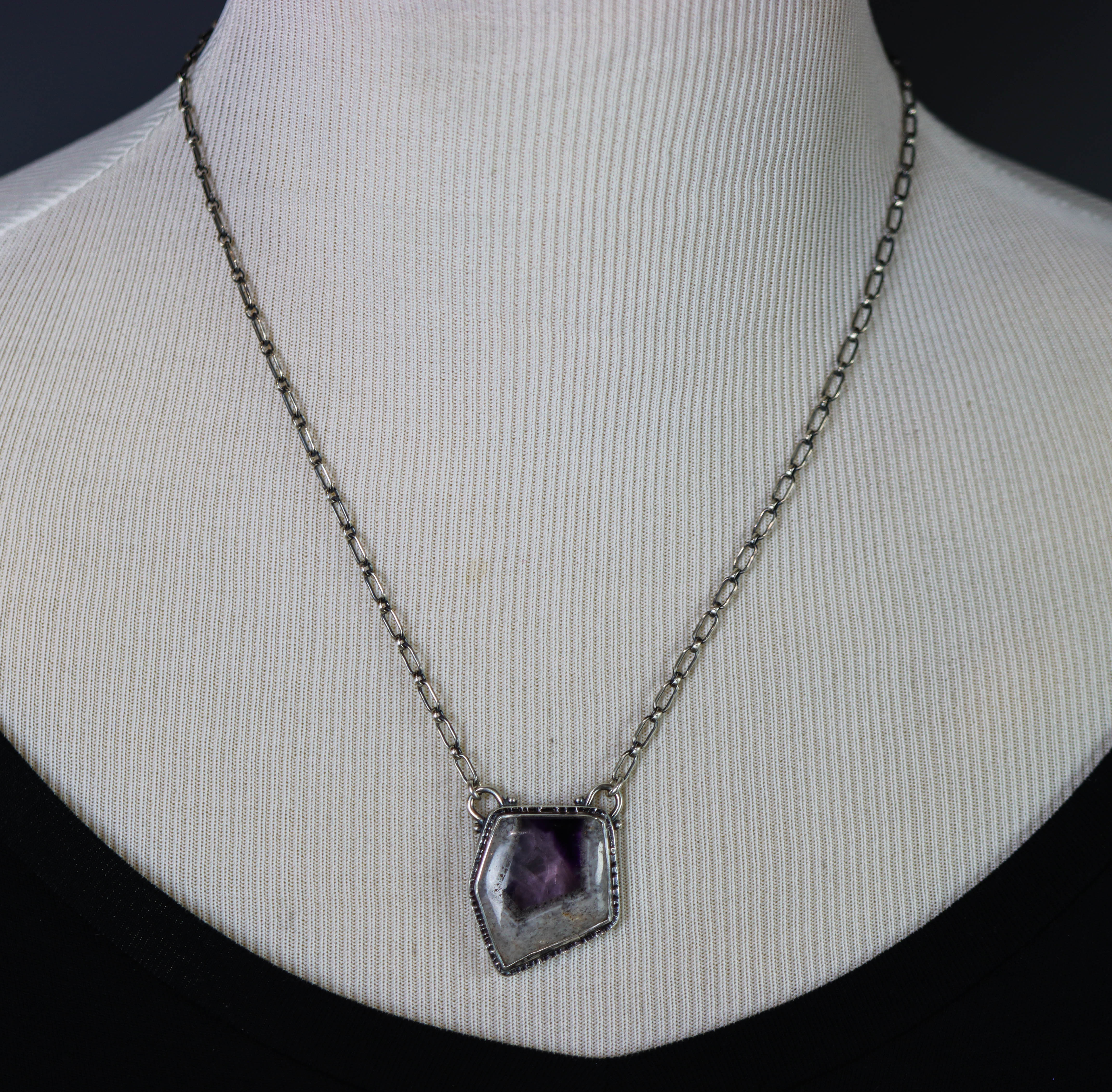 Trapiche Amethyst Pendant Necklace in Sterling Silver