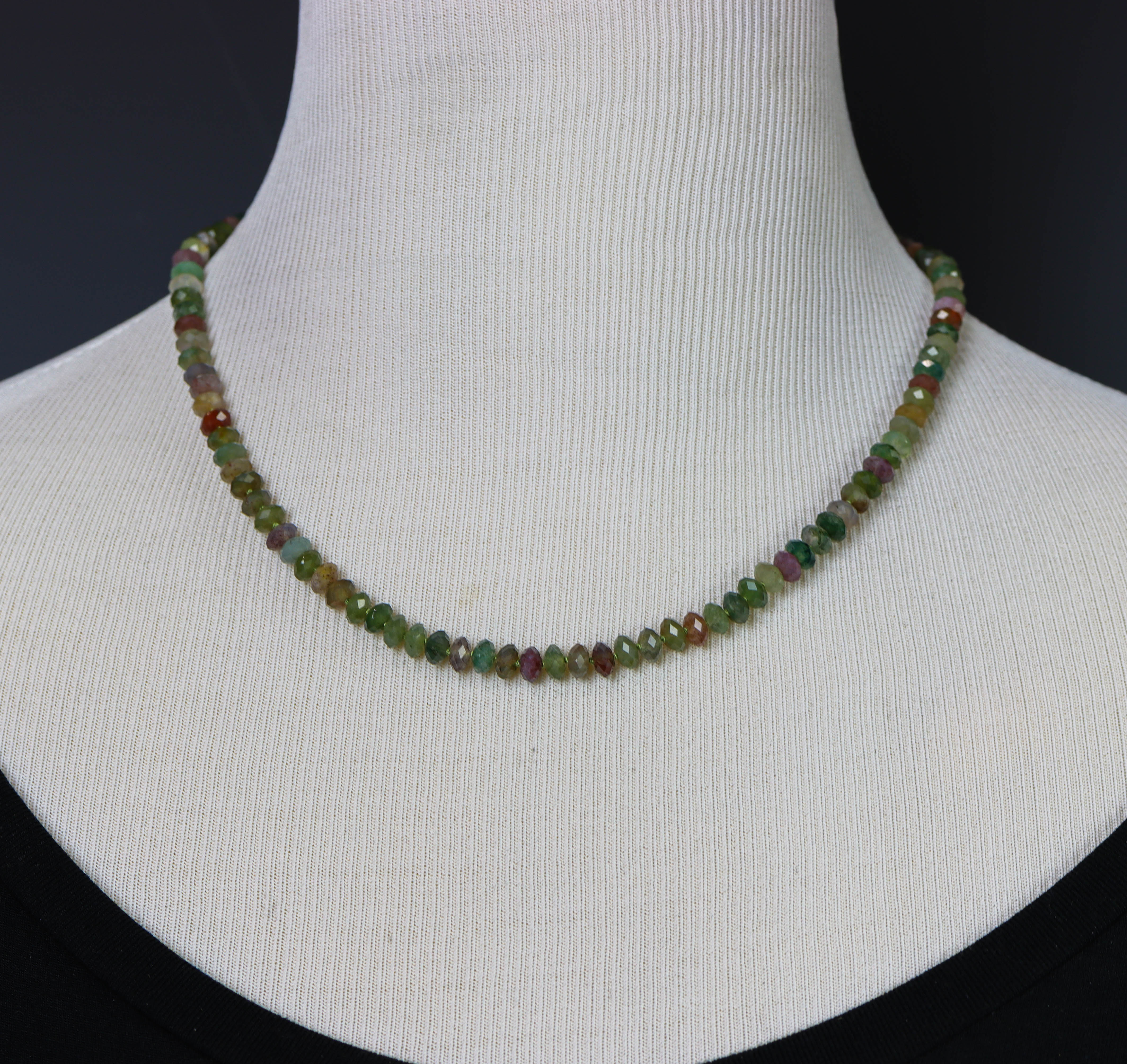 Indian Agate Hand Knotted Bead Necklace Sterling Silver