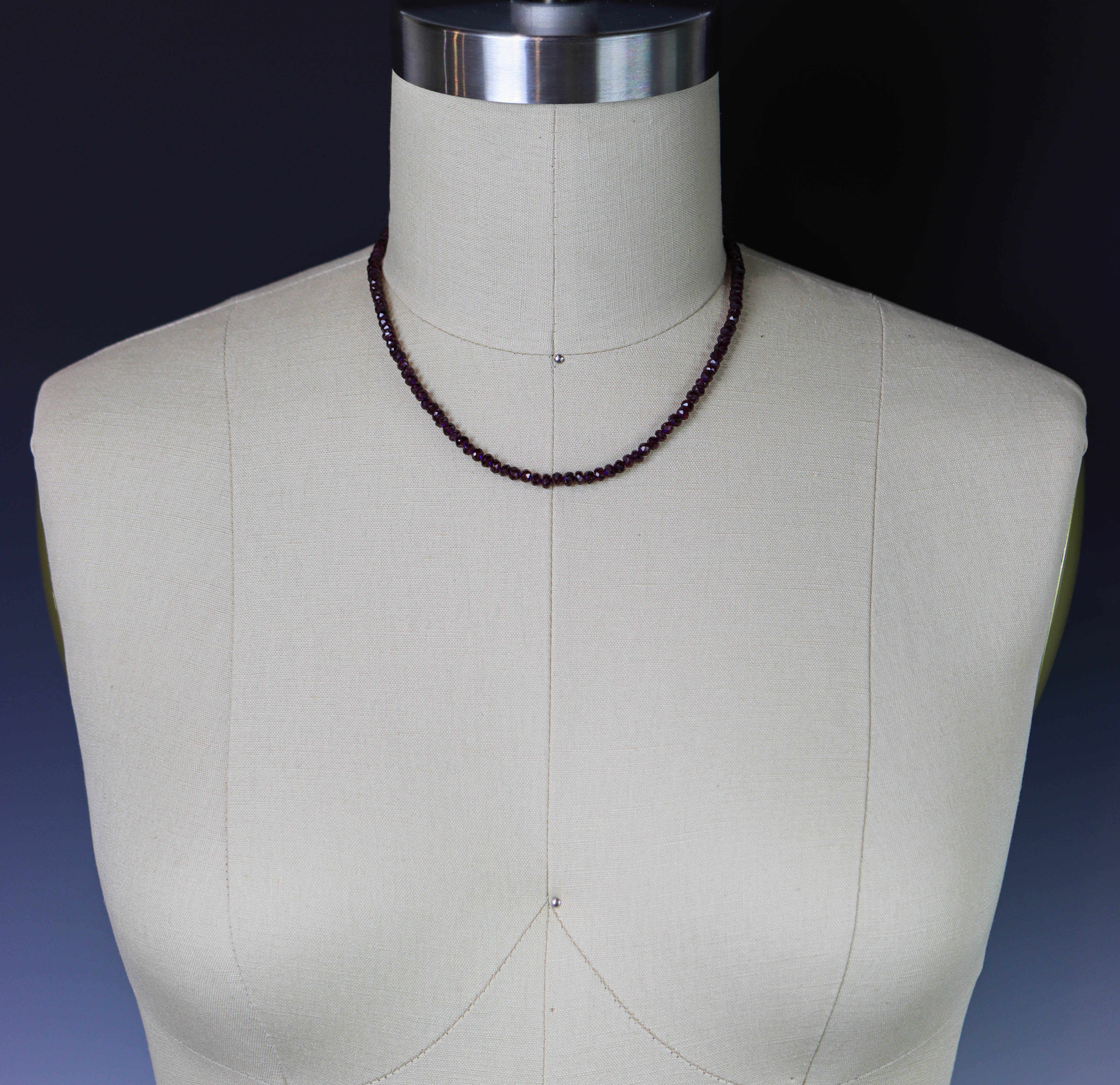 Grape Garnet Hand Knotted Bead Necklace Sterling Silver