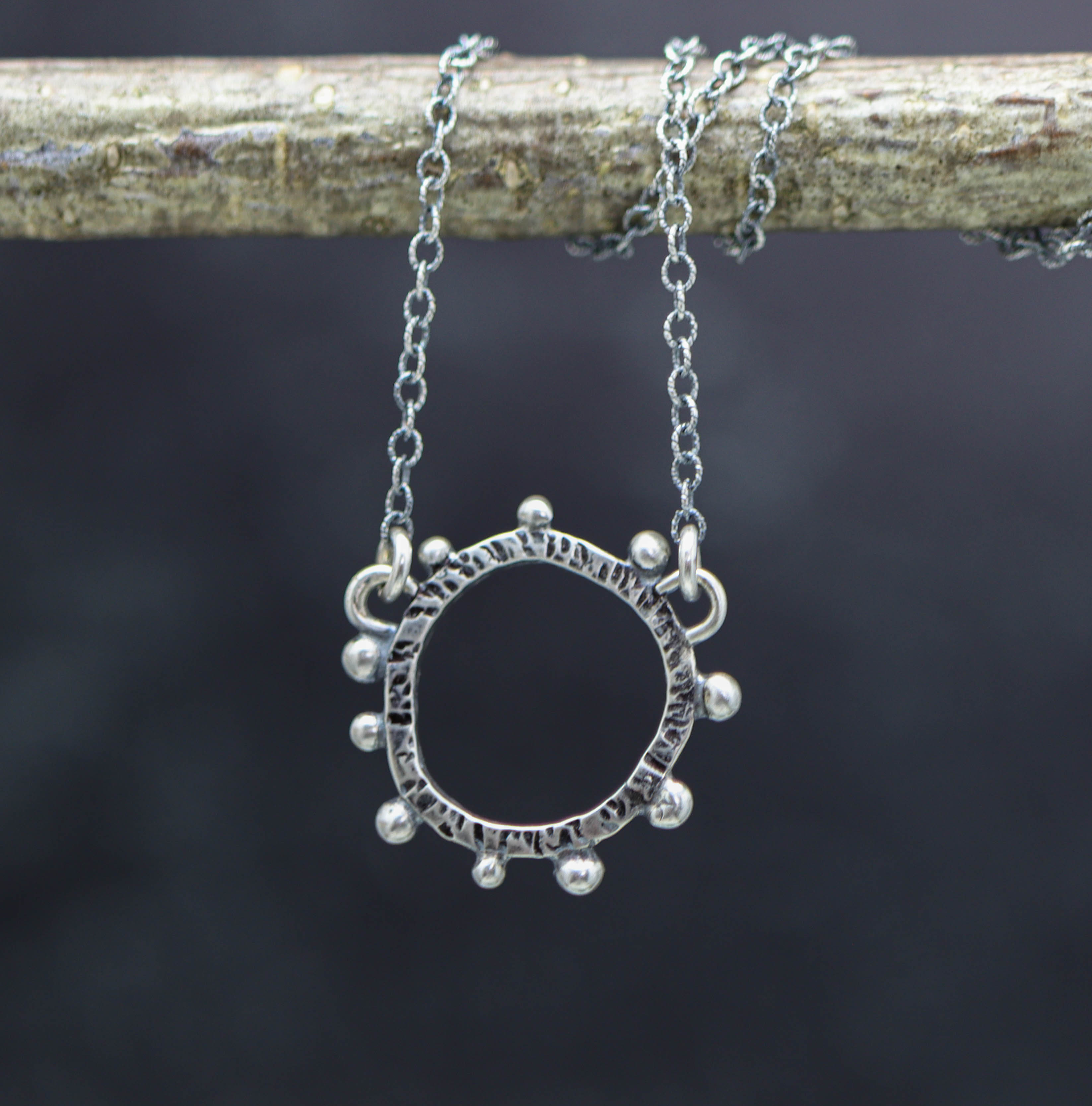 Wonky Circle Sterling Silver Necklace - Large