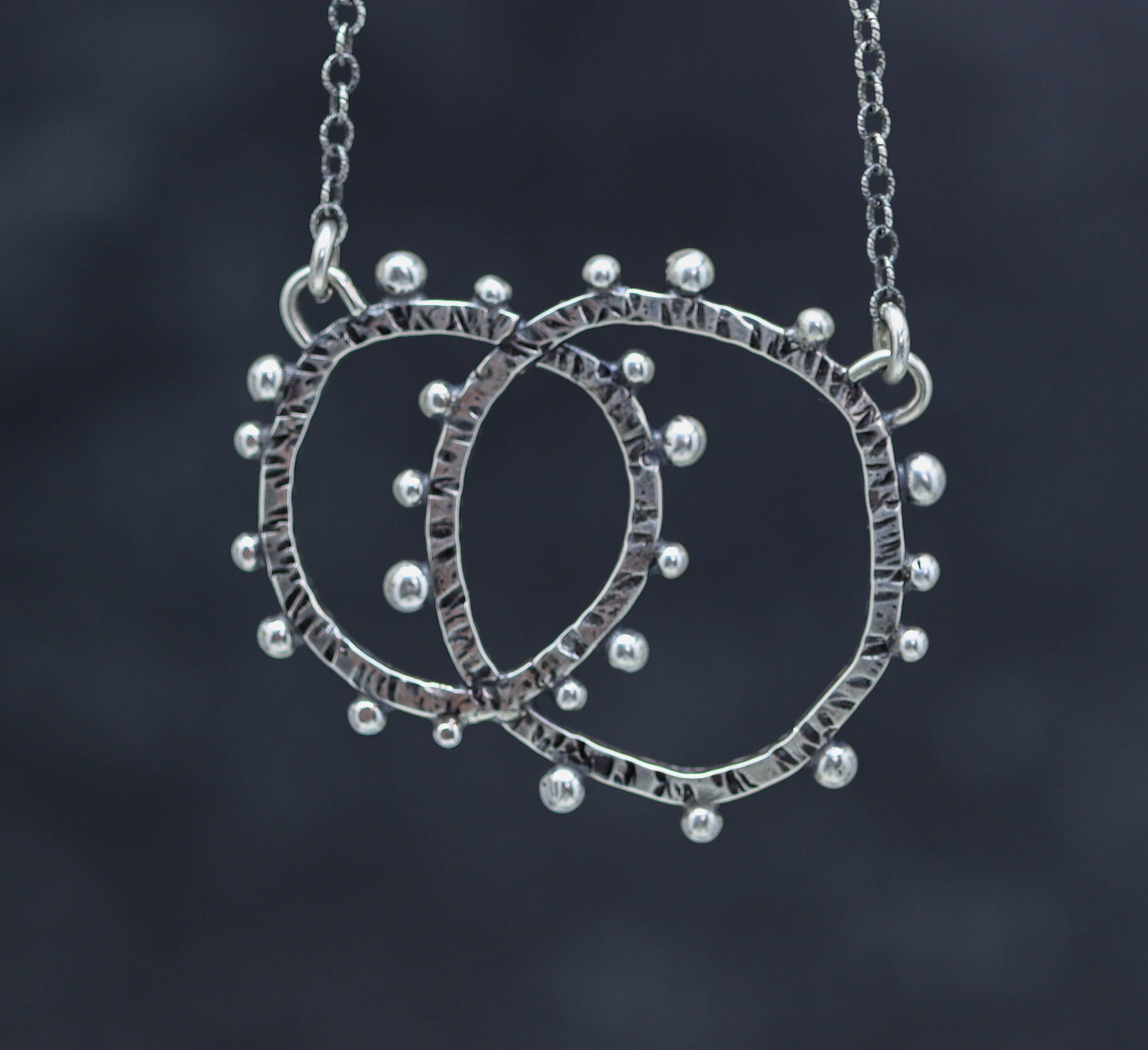 Wonky Circle Sterling Silver Necklace - Interlinked Circles