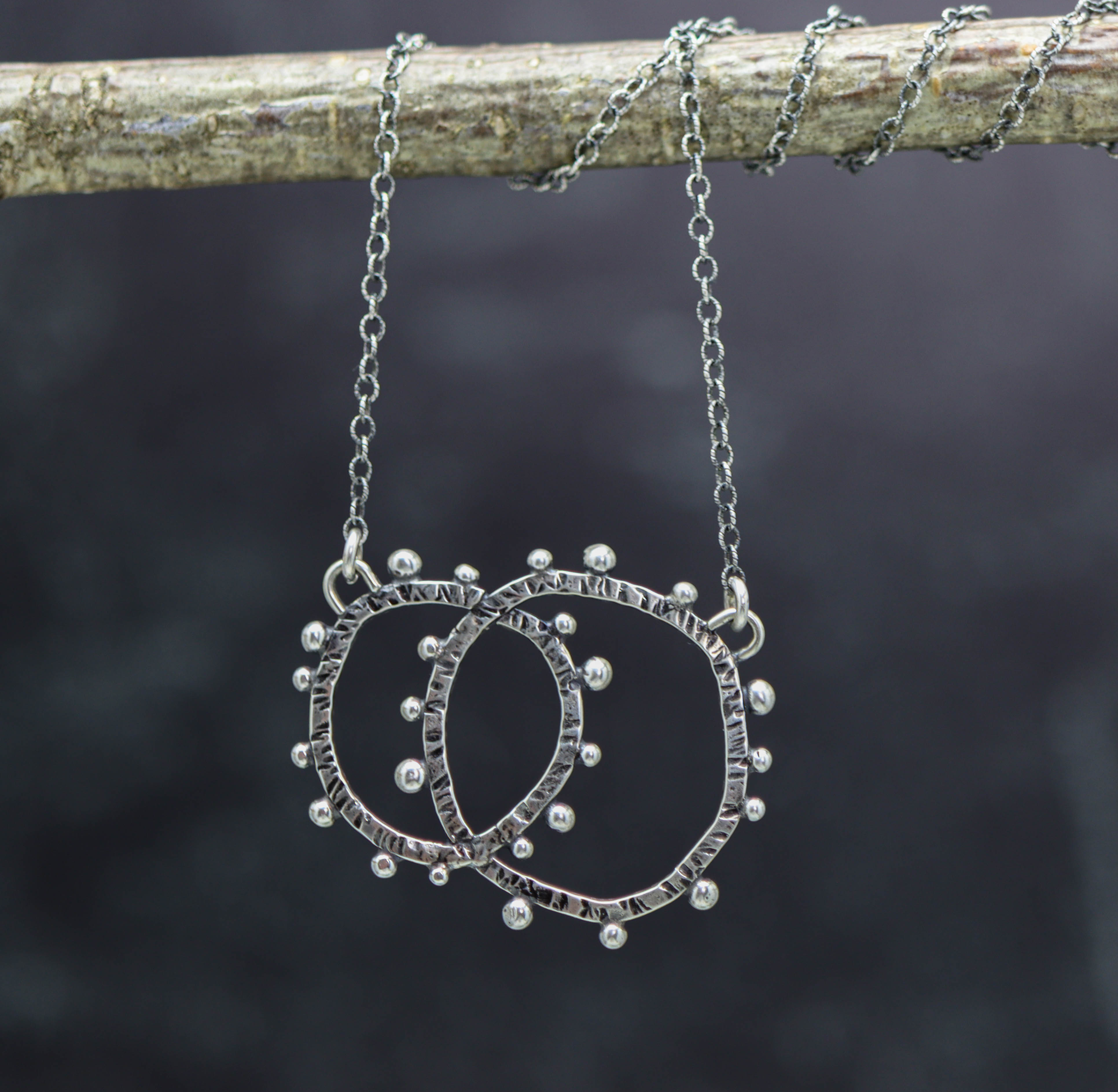 Wonky Circle Sterling Silver Necklace - Interlinked Circles