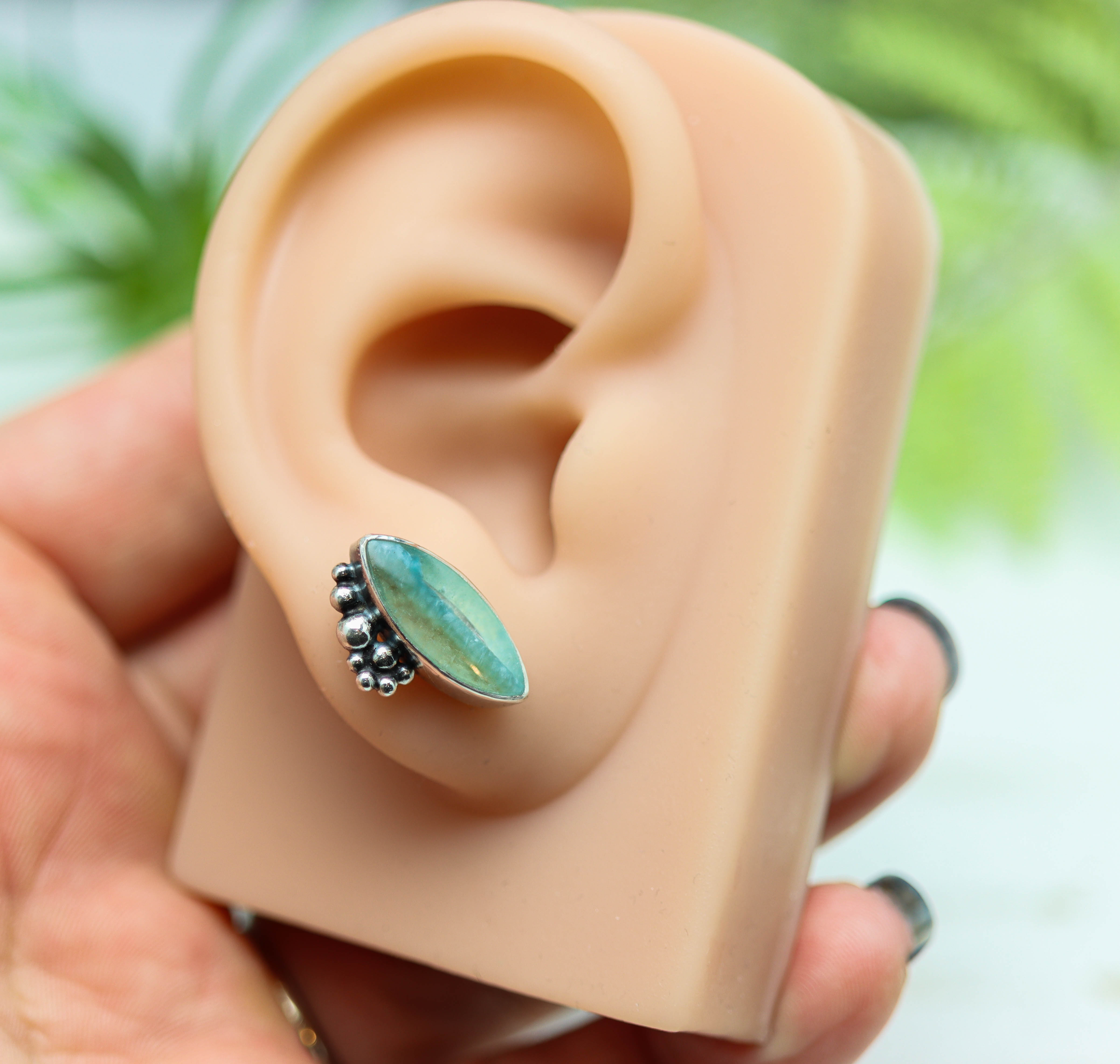 Gialite in Quartz Sterling Silver Embellished Stud Earrings