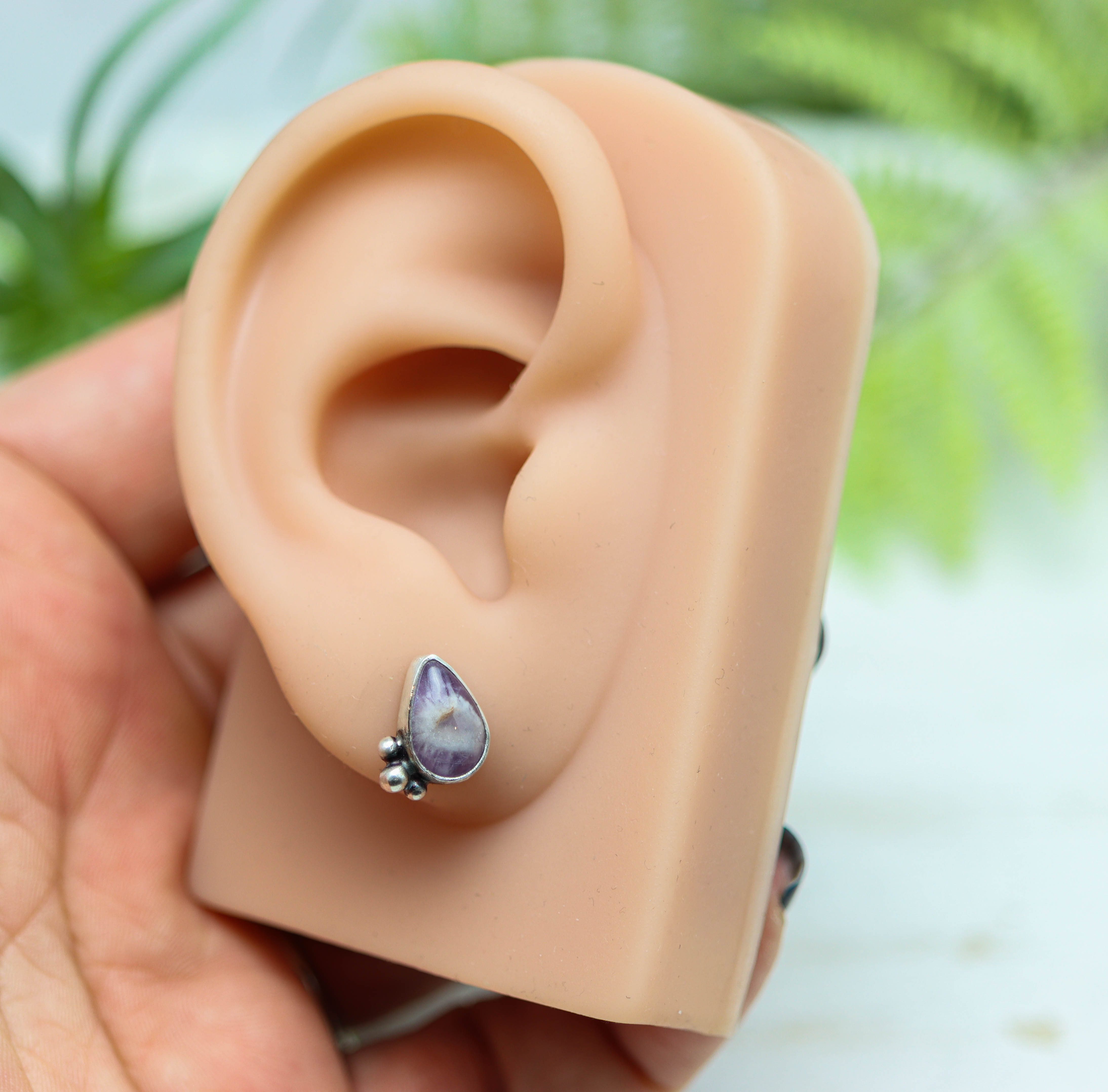 Phantom Amethyst Sterling Silver Embellished Stud Earrings