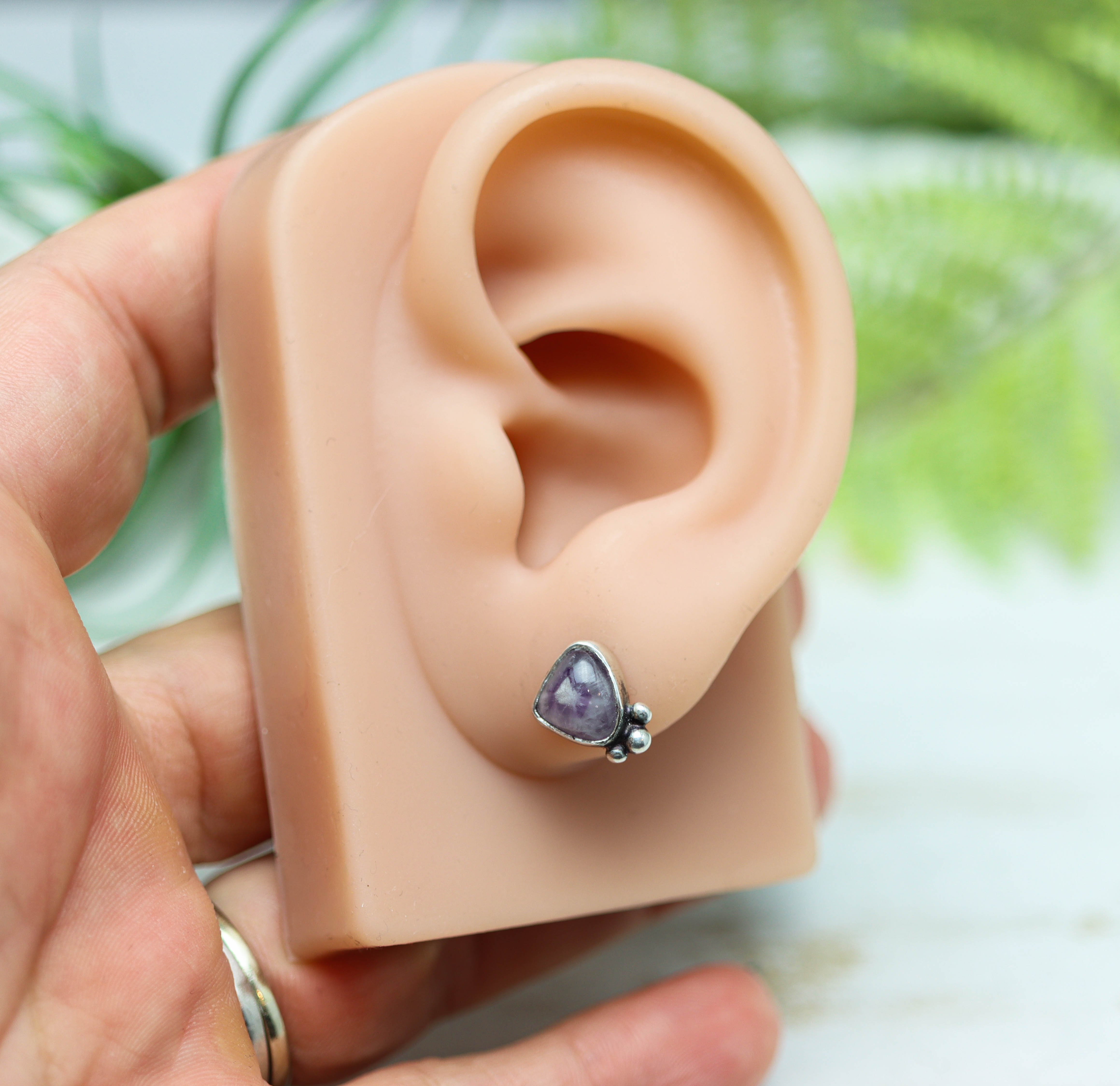 Phantom Amethyst Sterling Silver Embellished Stud Earrings