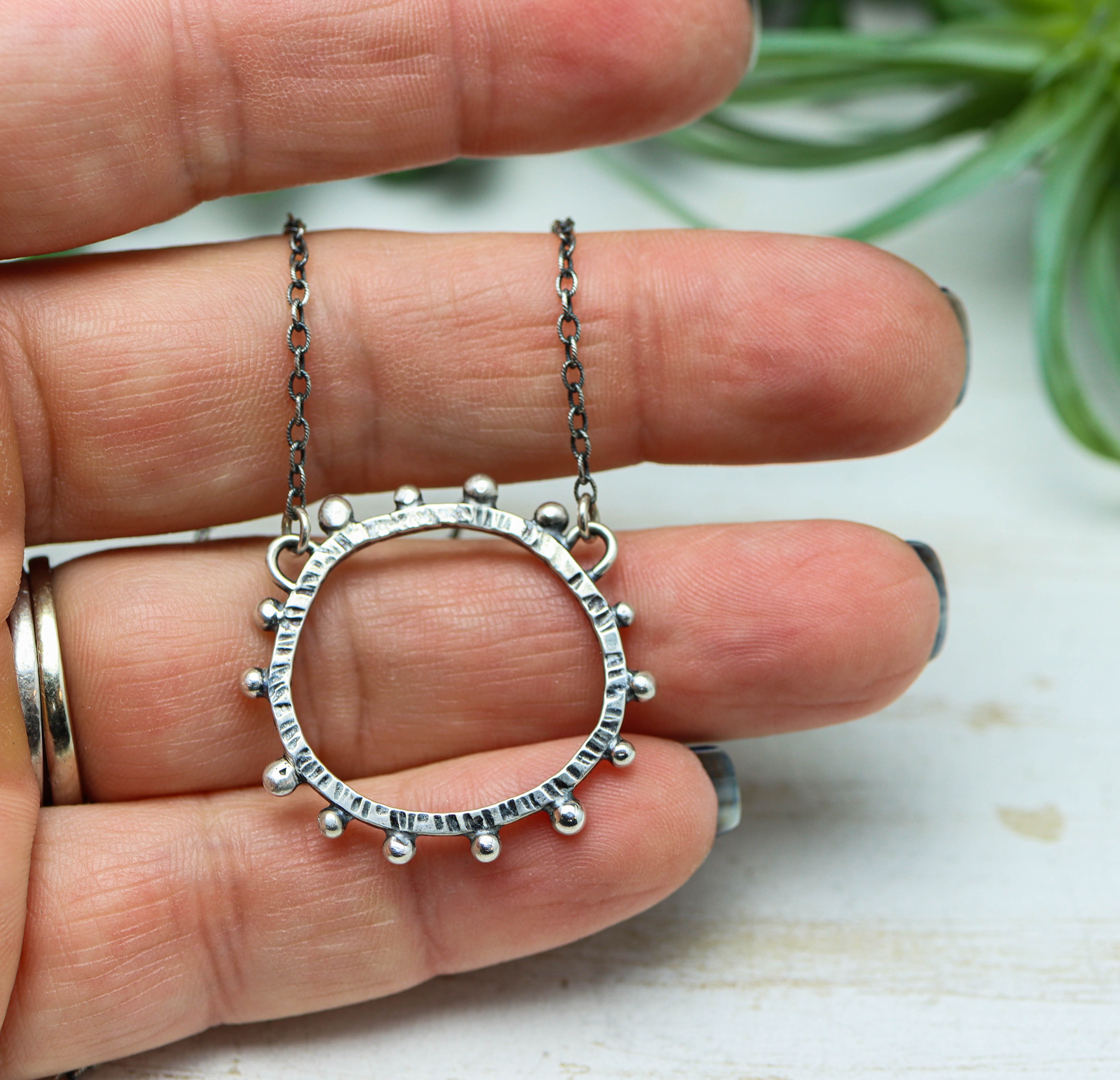Wonky Circle Sterling Silver Necklace - Extra Large