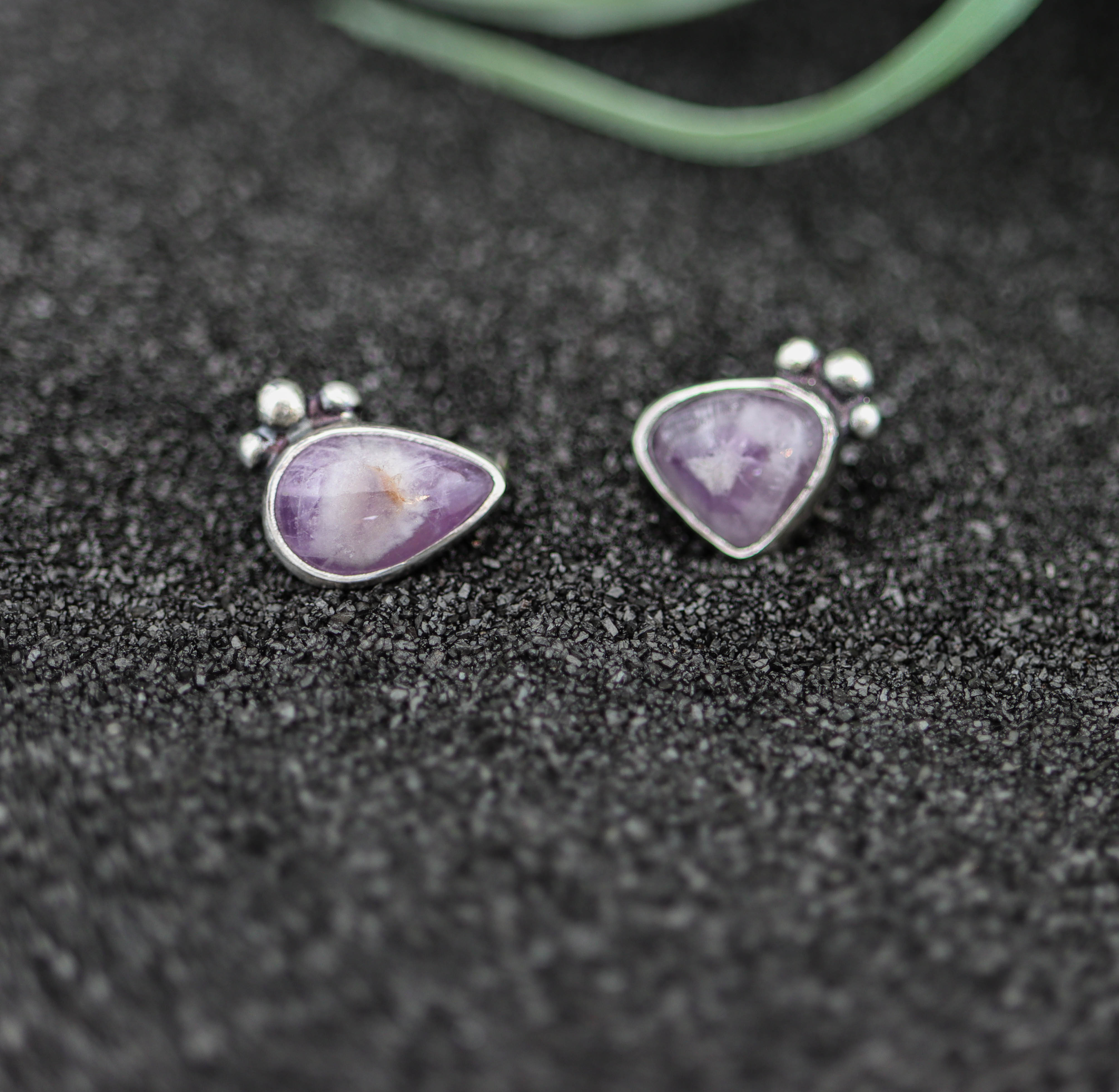 Phantom Amethyst Sterling Silver Embellished Stud Earrings