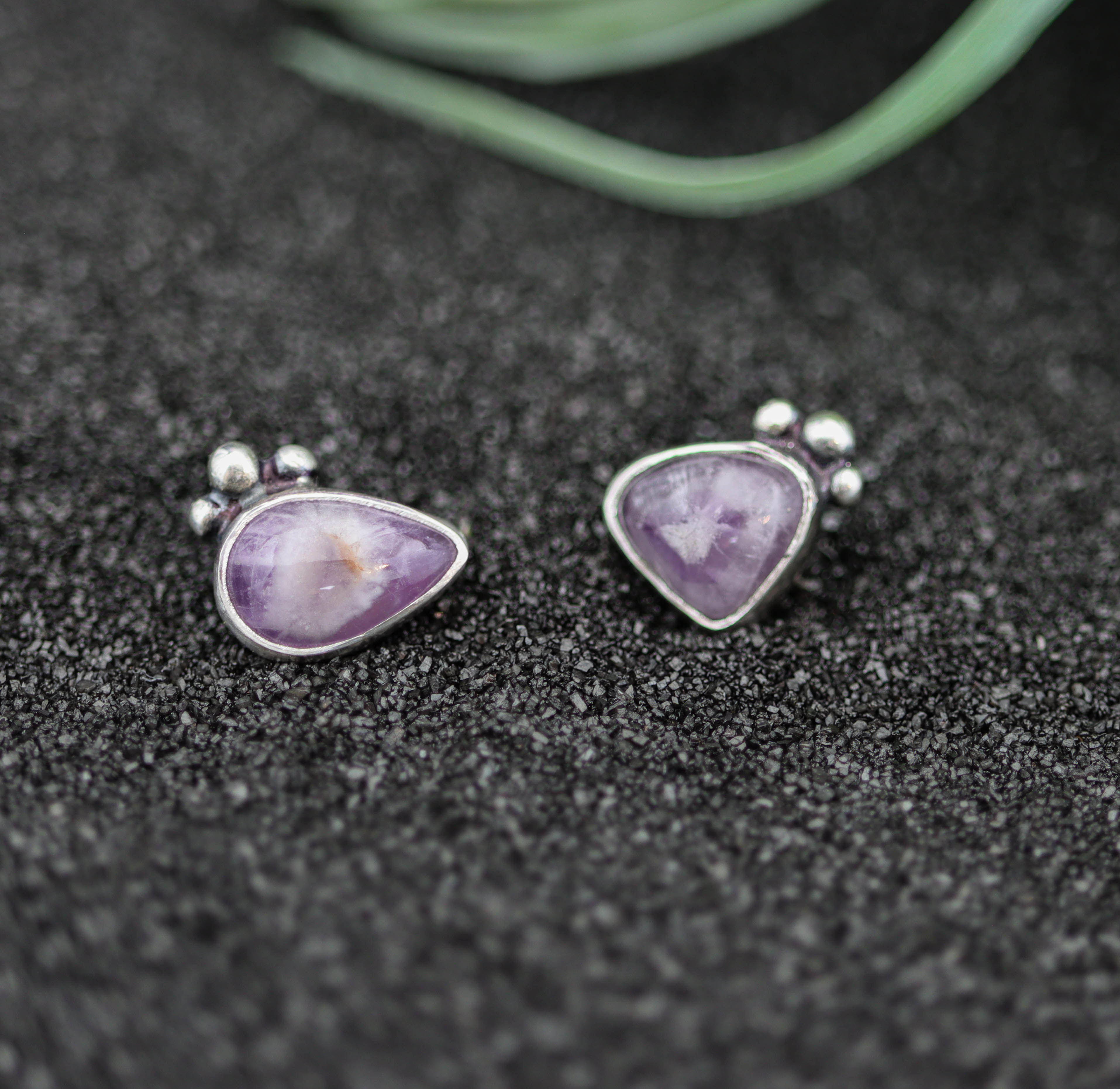 Phantom Amethyst Sterling Silver Embellished Stud Earrings