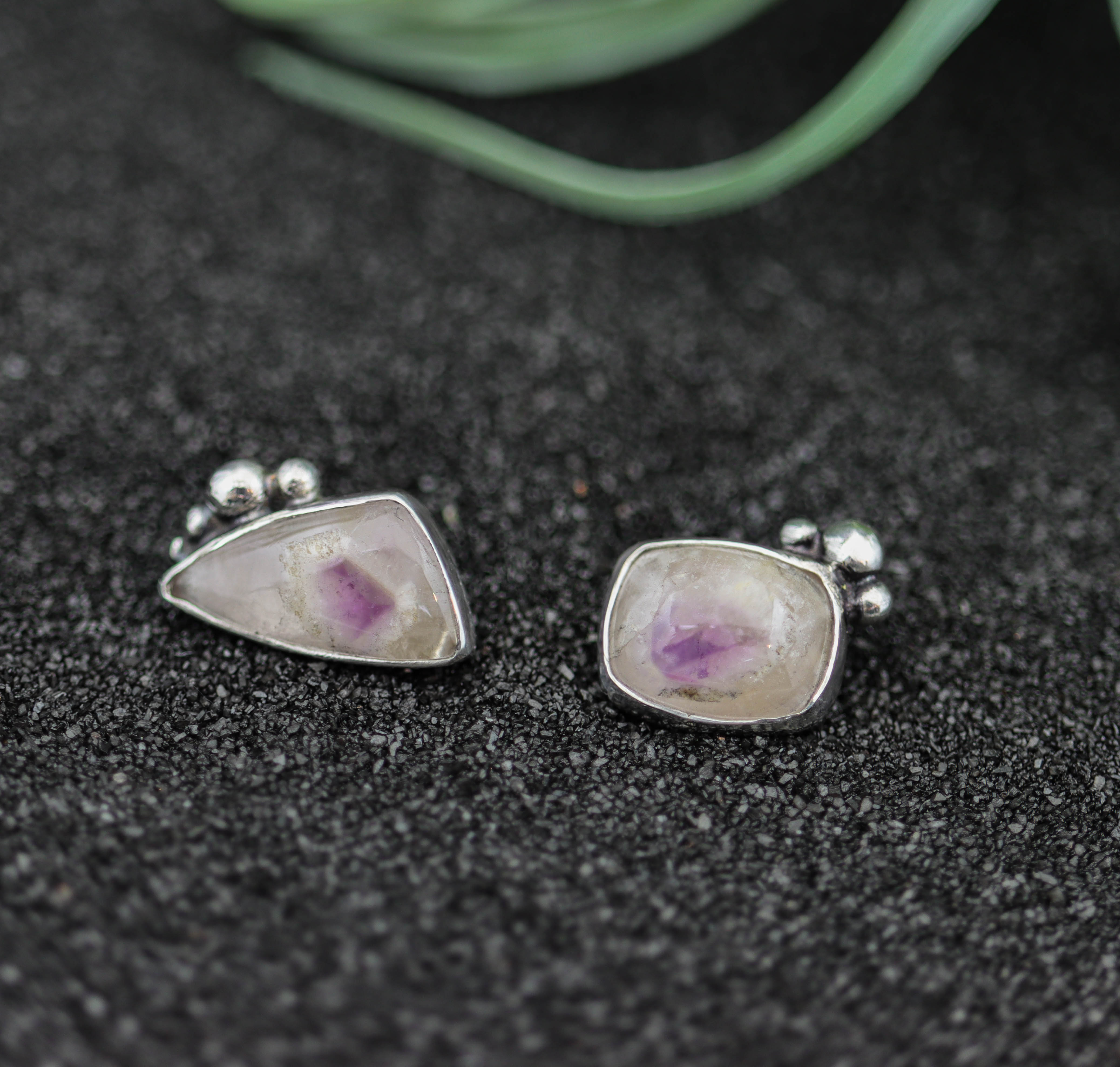 Phantom Amethyst Sterling Silver Embellished Stud Earrings