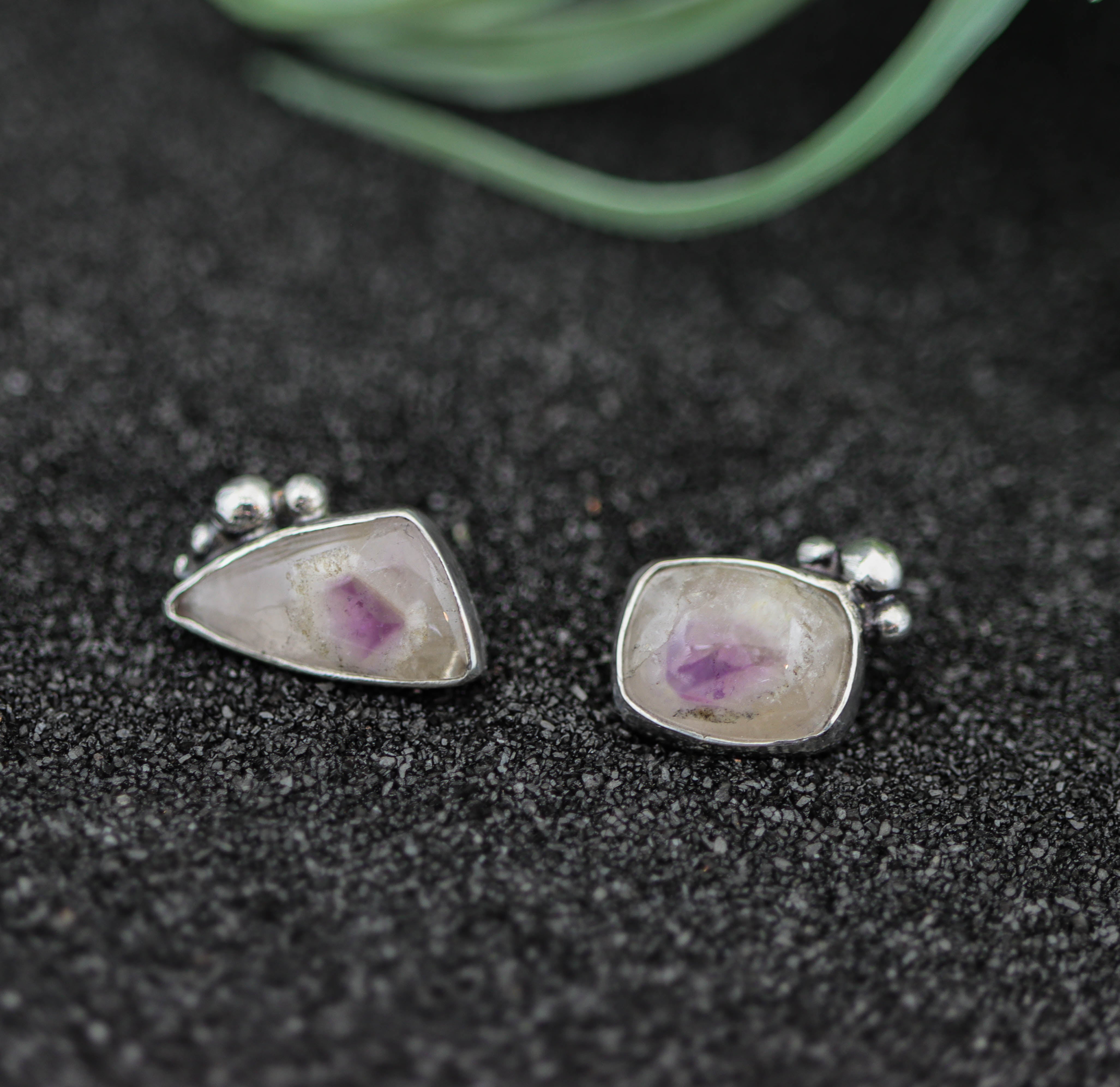 Phantom Amethyst Sterling Silver Embellished Stud Earrings