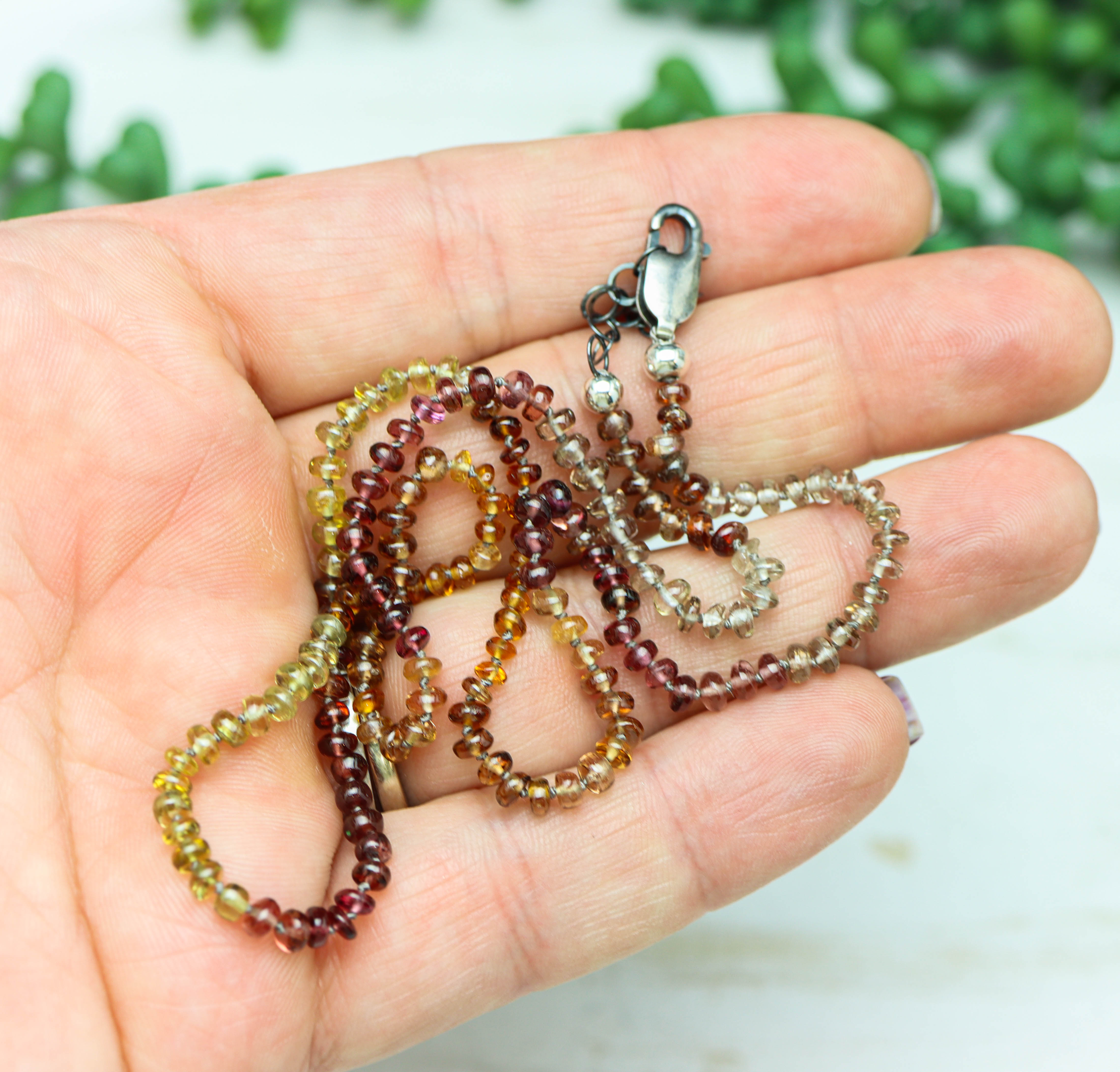 Tundra Sapphire Hand Knotted Bead Necklace Sterling Silver