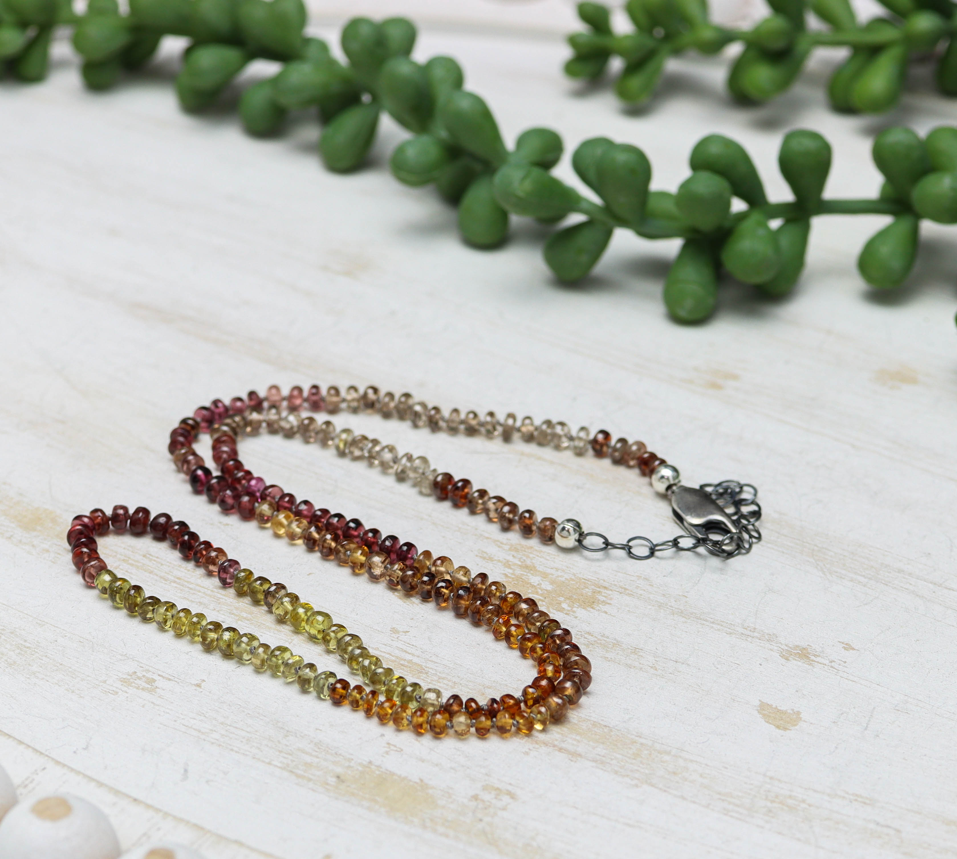 Tundra Sapphire Hand Knotted Bead Necklace Sterling Silver