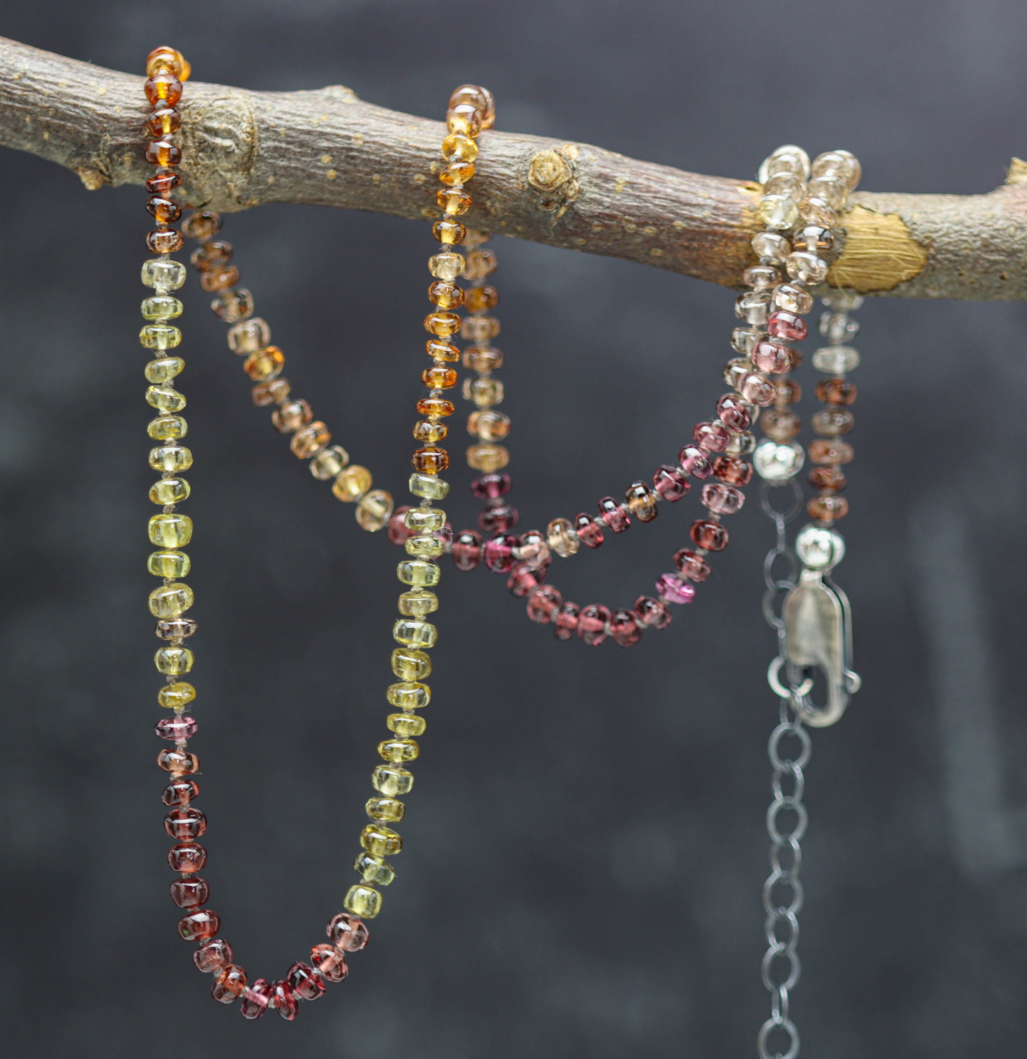 Tundra Sapphire Hand Knotted Bead Necklace Sterling Silver