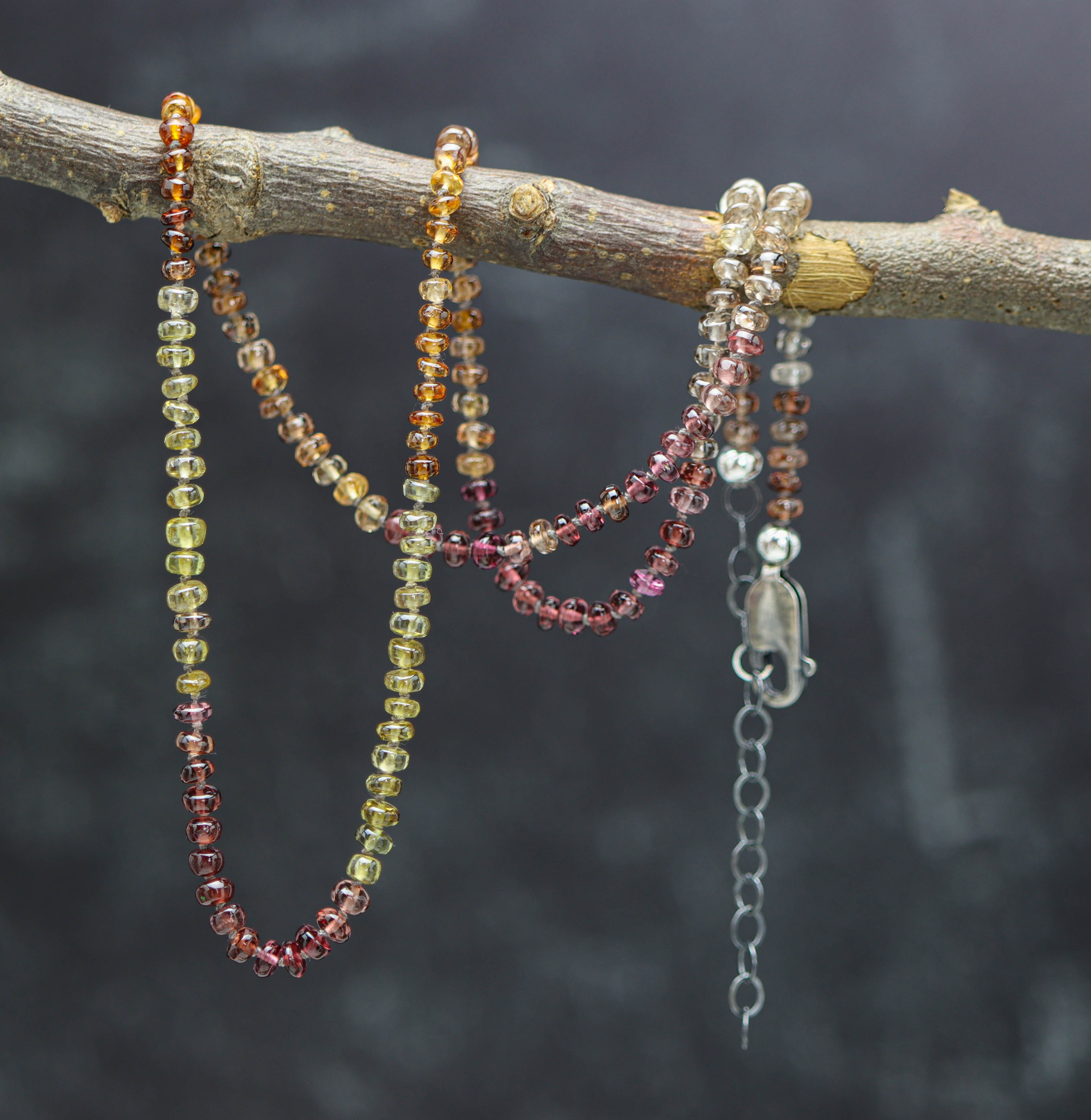 Tundra Sapphire Hand Knotted Bead Necklace Sterling Silver