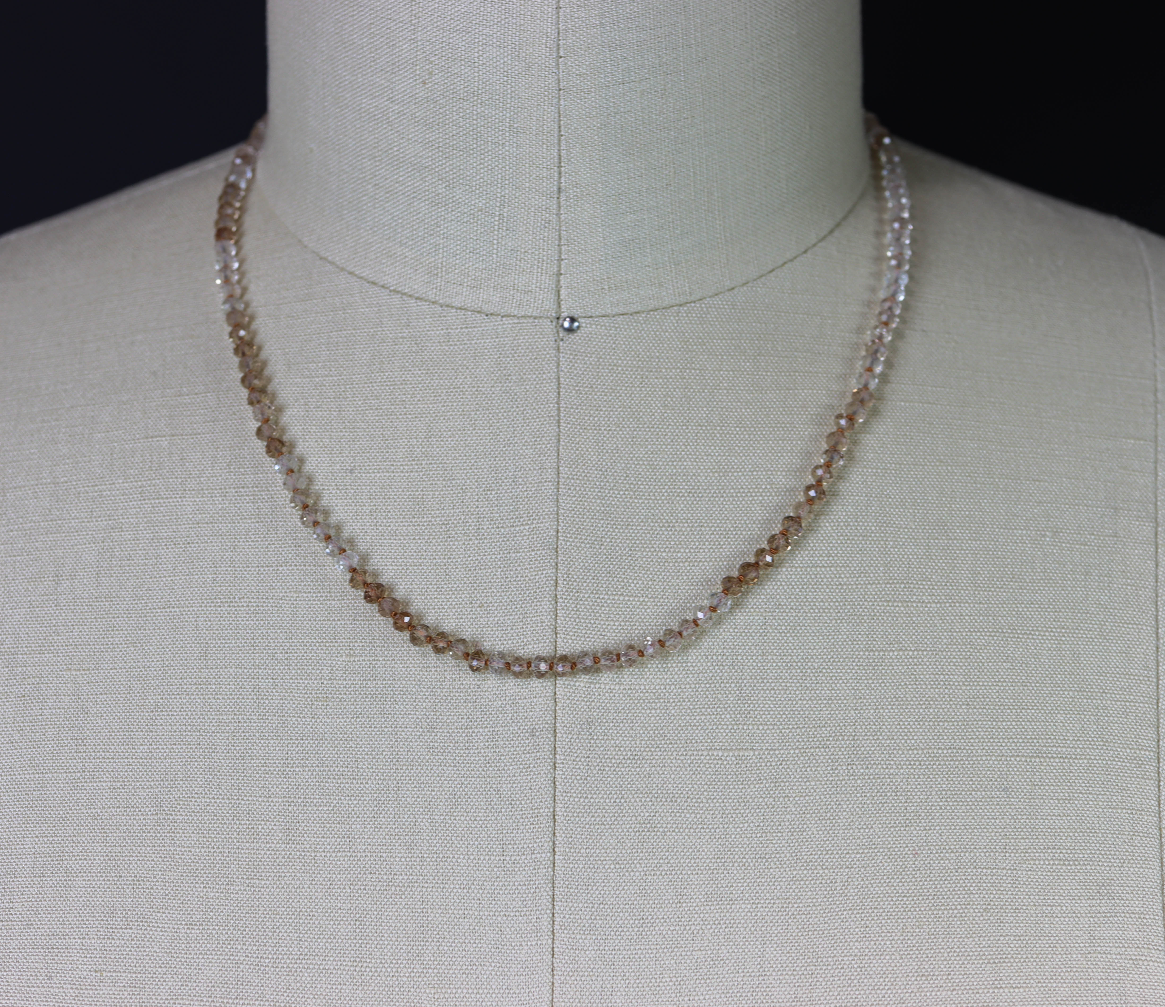 Imperial Topaz Hand Knotted Bead Necklace Sterling Silver