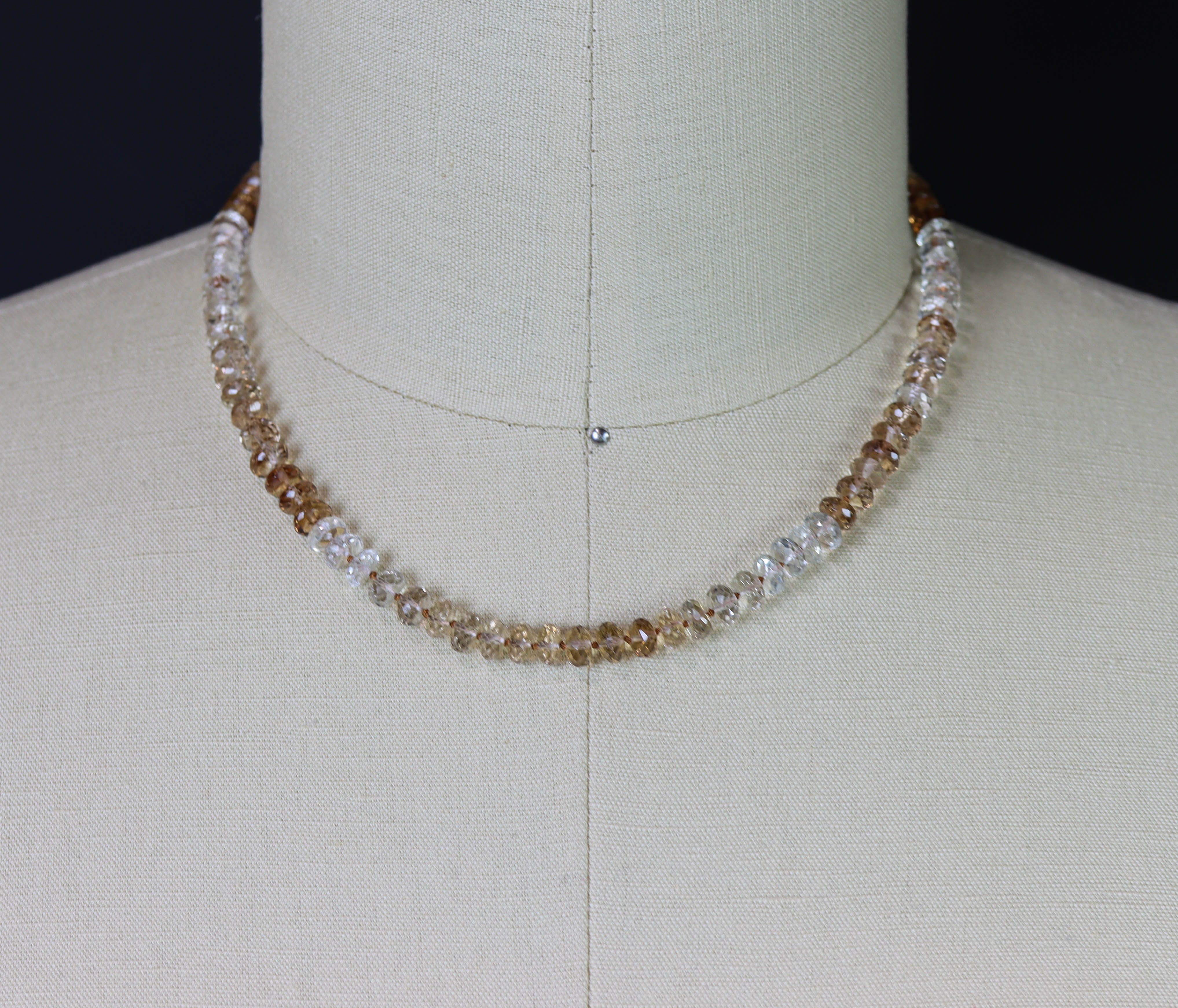 Imperial Topaz Hand Knotted Bead Necklace Sterling Silver