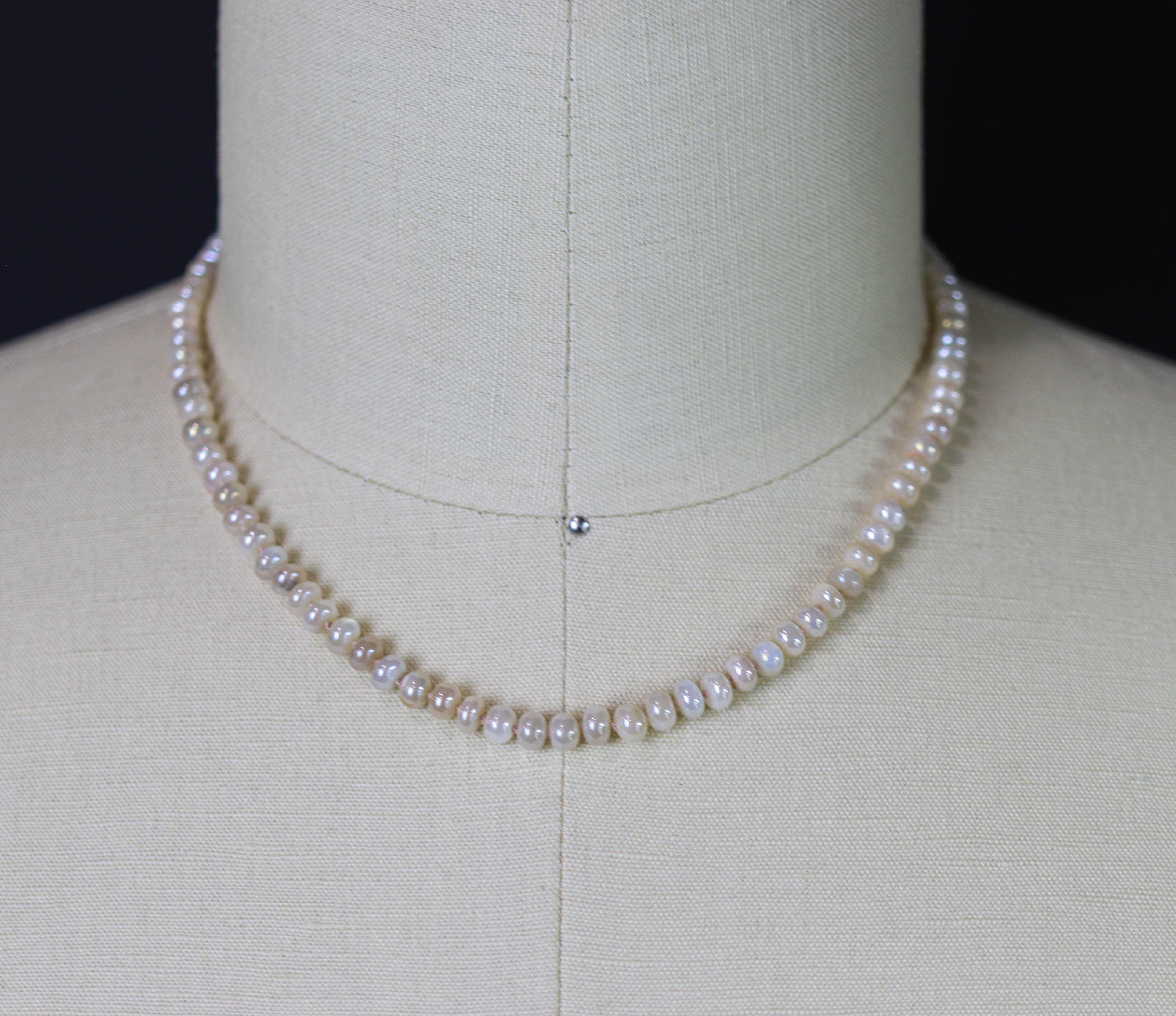 Soft Peach Moonstone Hand Knotted Bead Necklace Sterling Silver
