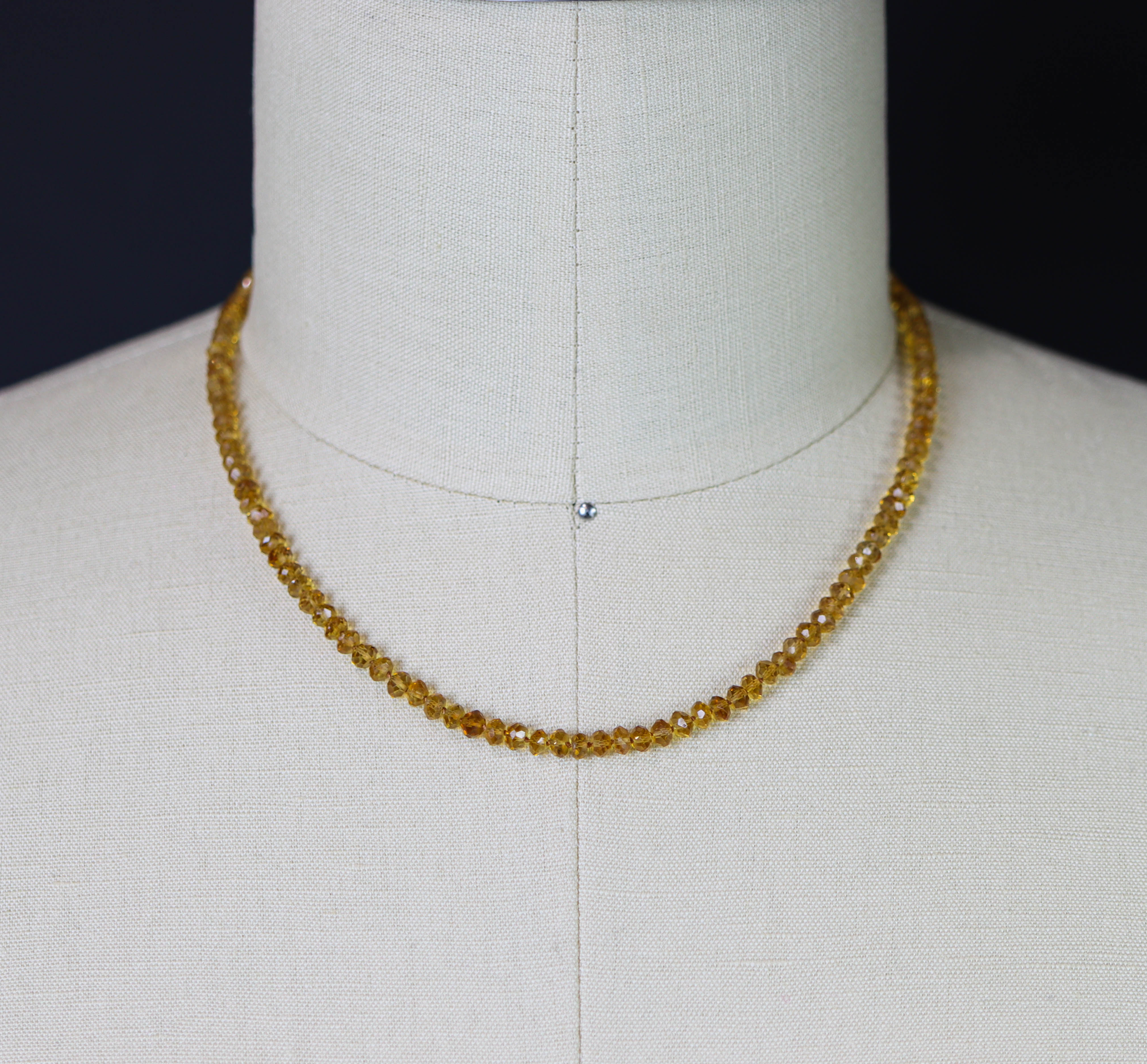 Mandarine Citrine Hand Knotted Bead Necklace Sterling Silver