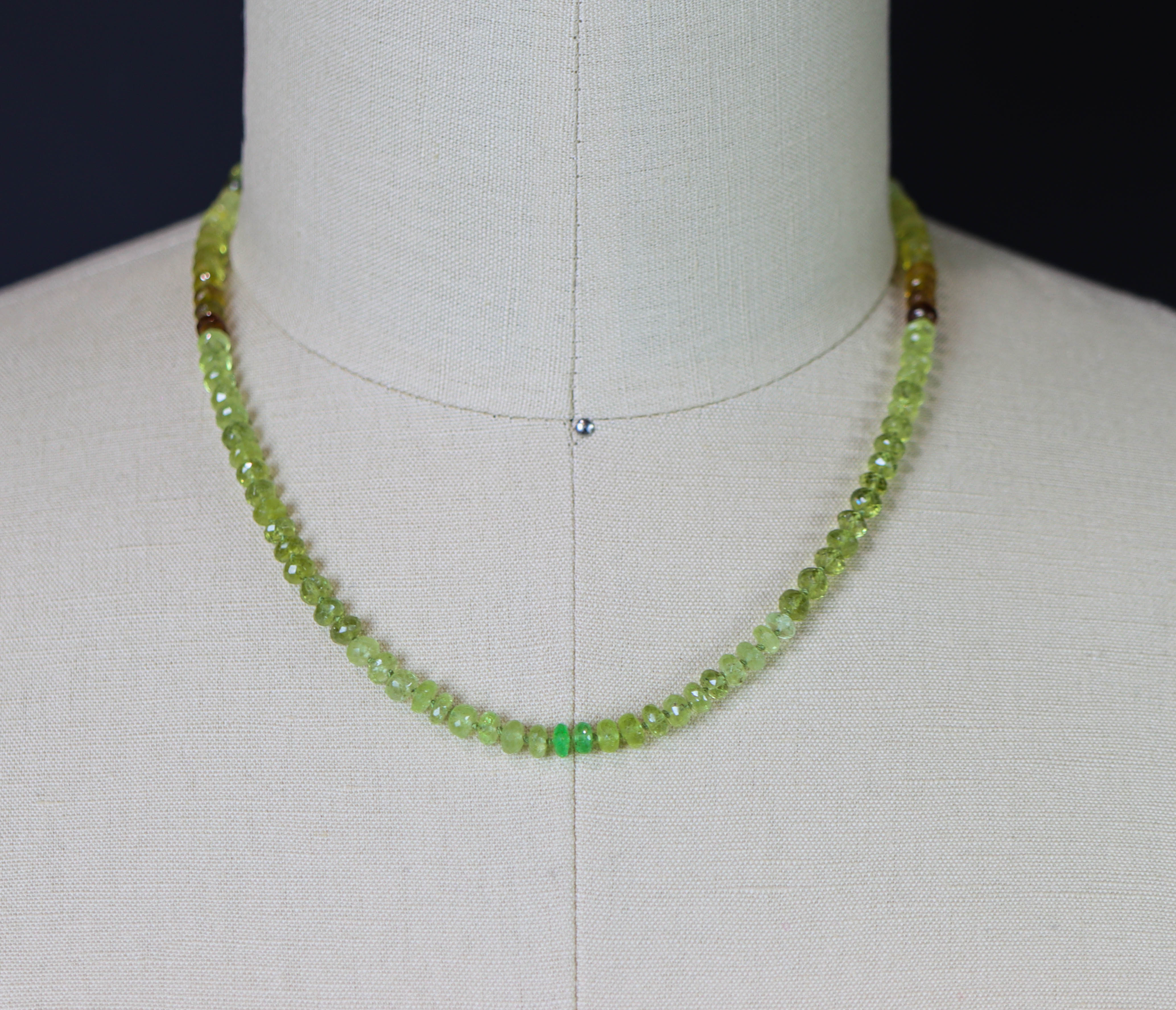 Grossular Garnet Hand Knotted Bead Necklace Sterling Silver