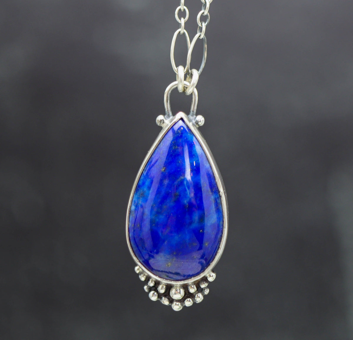 Blue Lapis Lazuli Pendant Necklace Sterling Silver