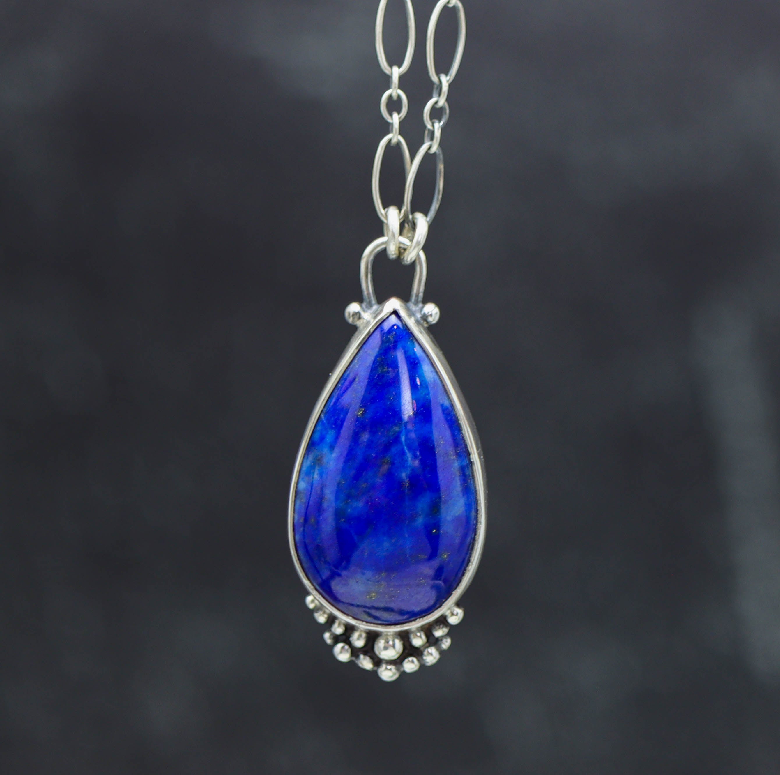 Blue Lapis Lazuli Pendant Necklace Sterling Silver