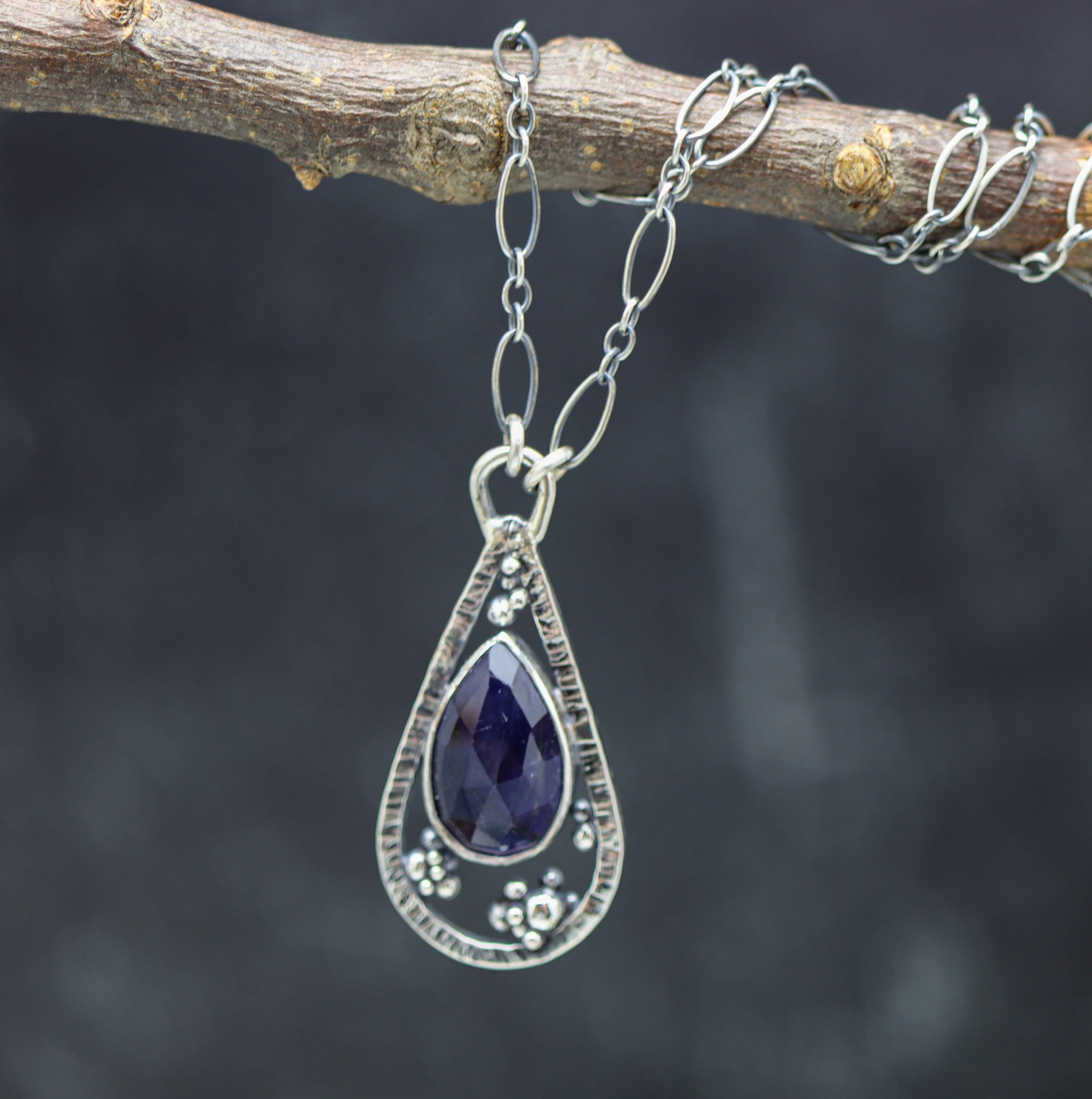 Iolite Pendant Necklace Sterling Silver